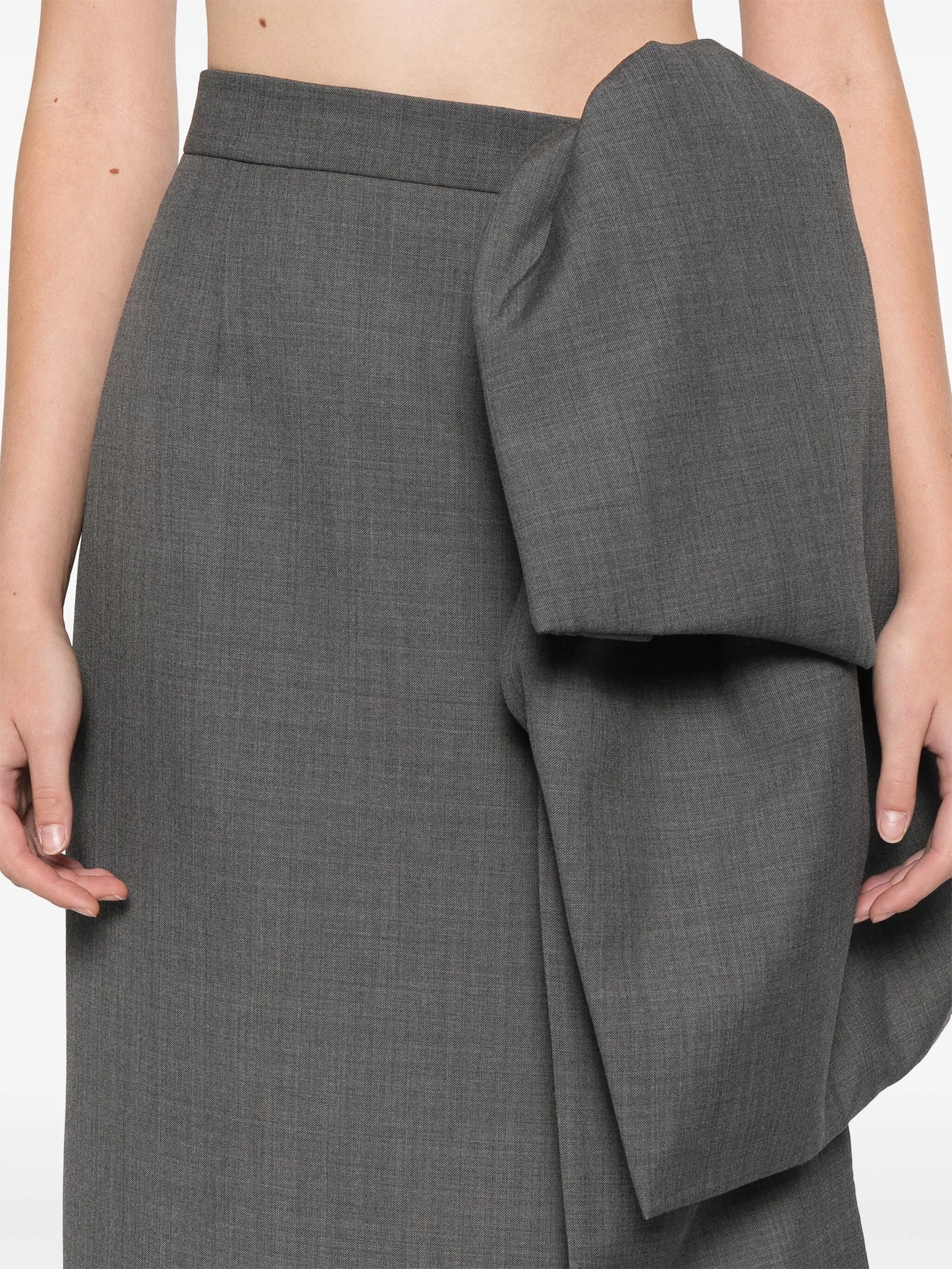 bow-detailed midi skirt
