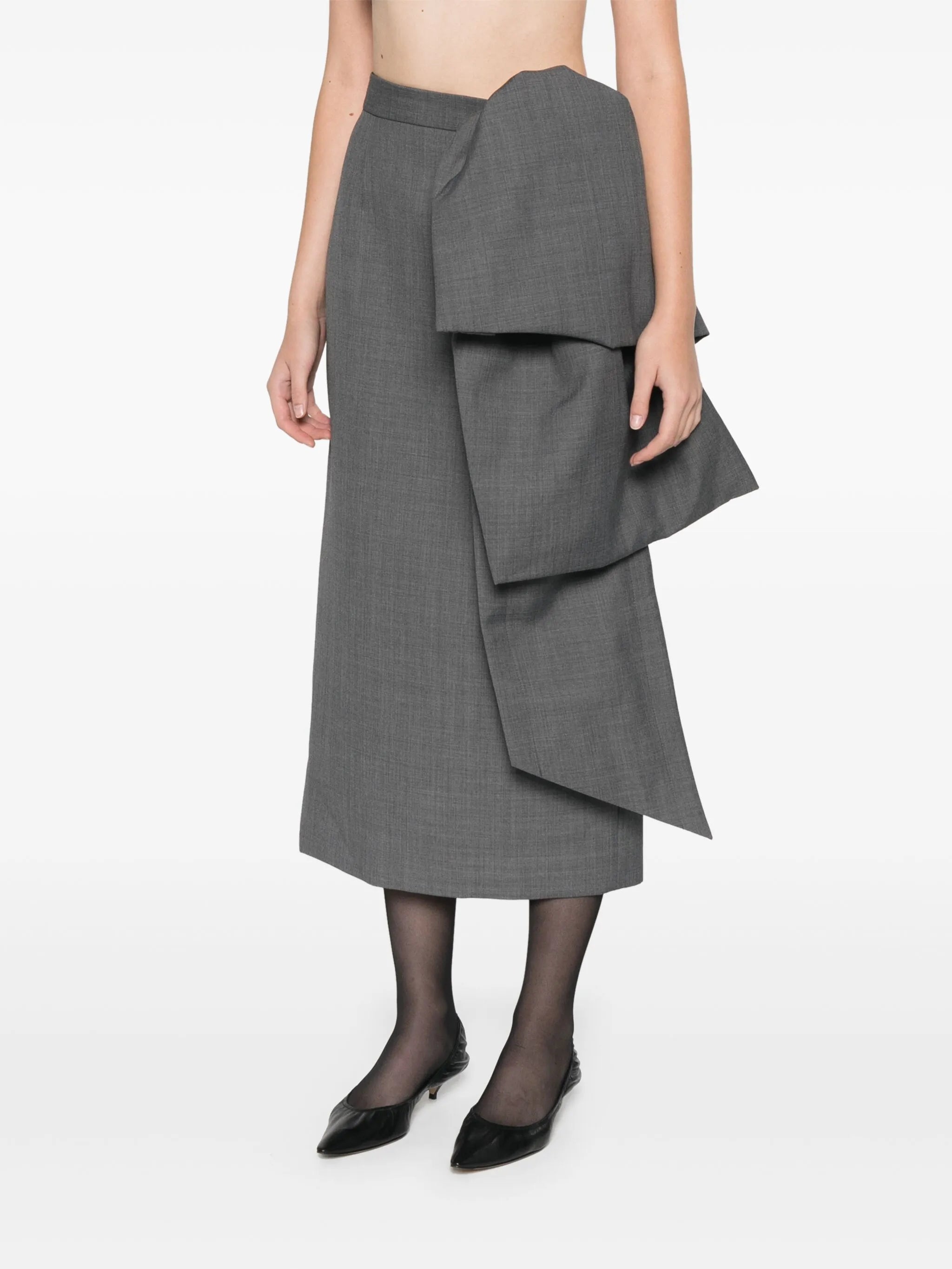 bow-detailed midi skirt