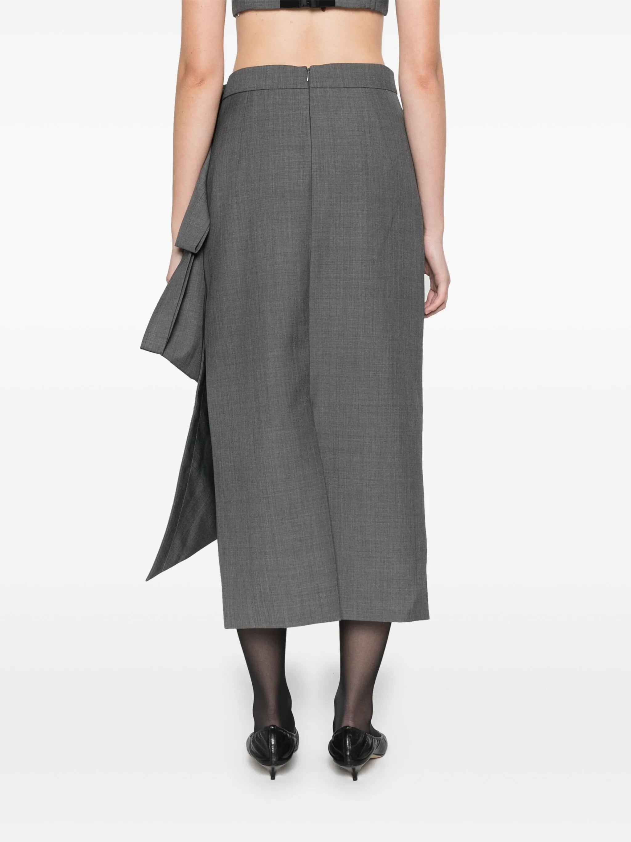 bow-detailed midi skirt
