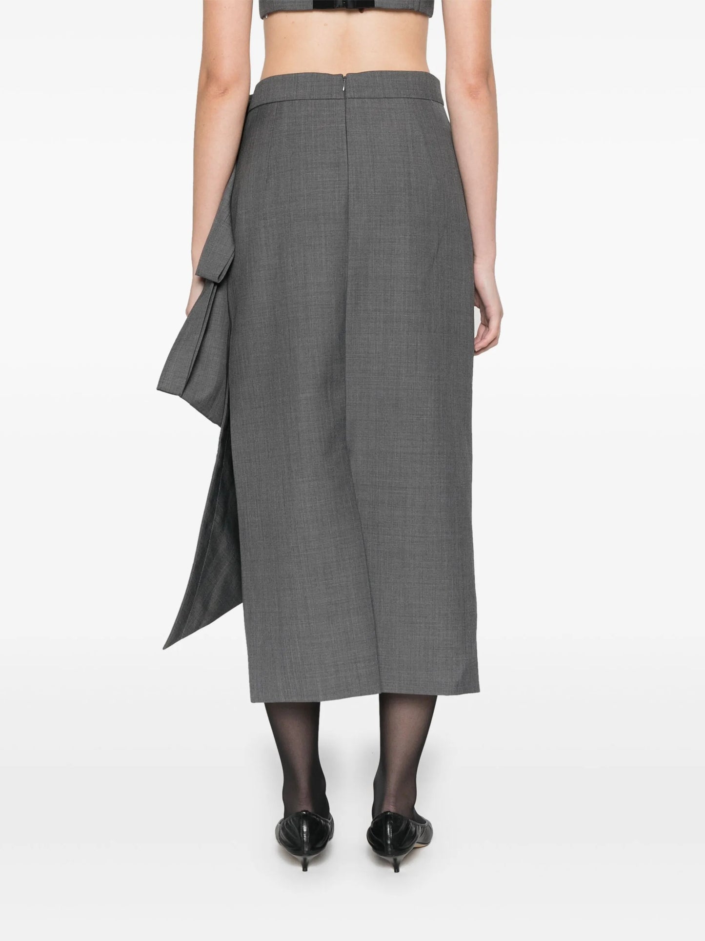 bow-detailed midi skirt
