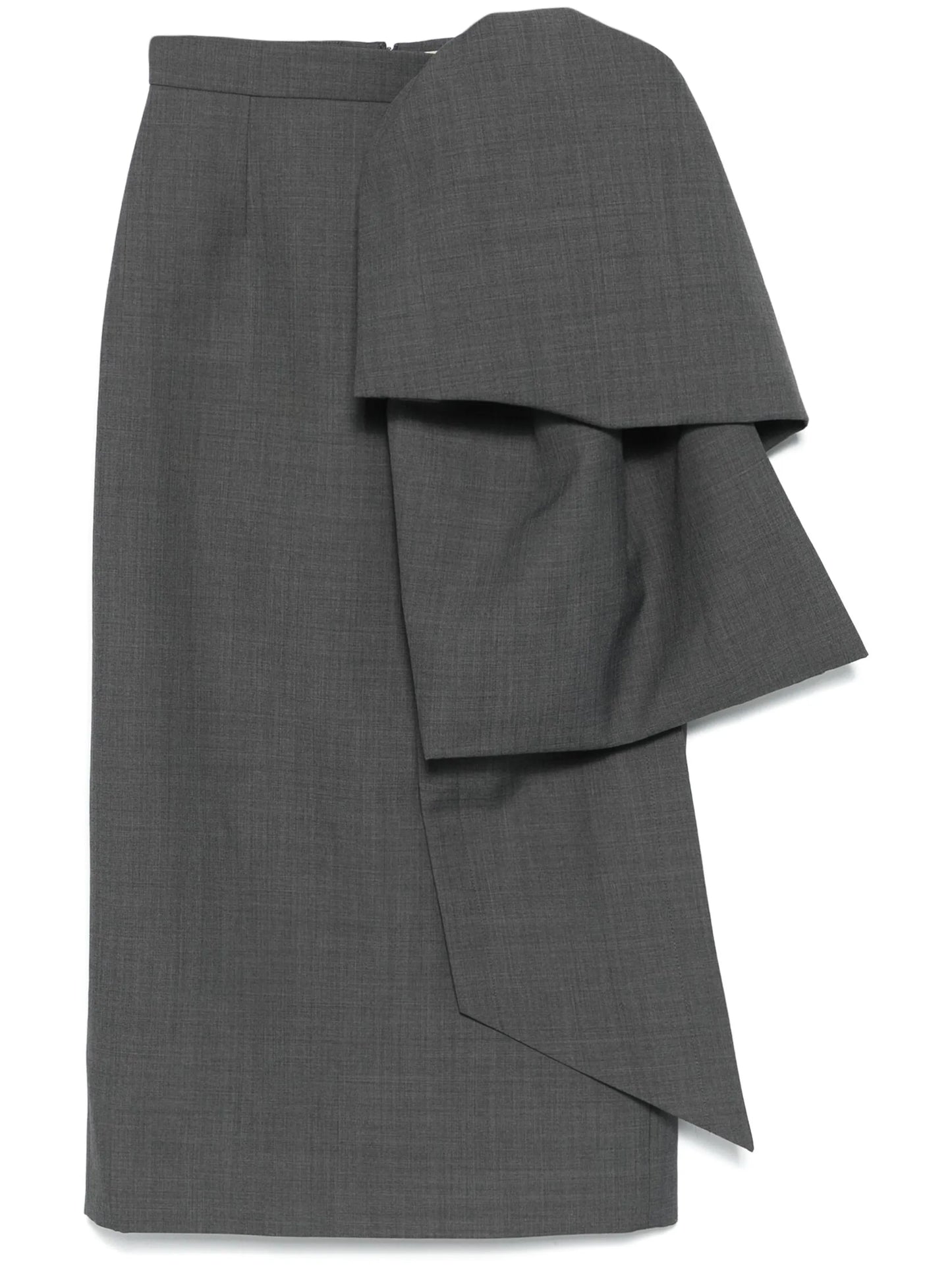 bow-detailed midi skirt