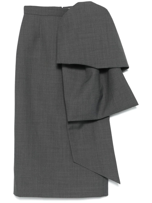 bow-detailed midi skirt