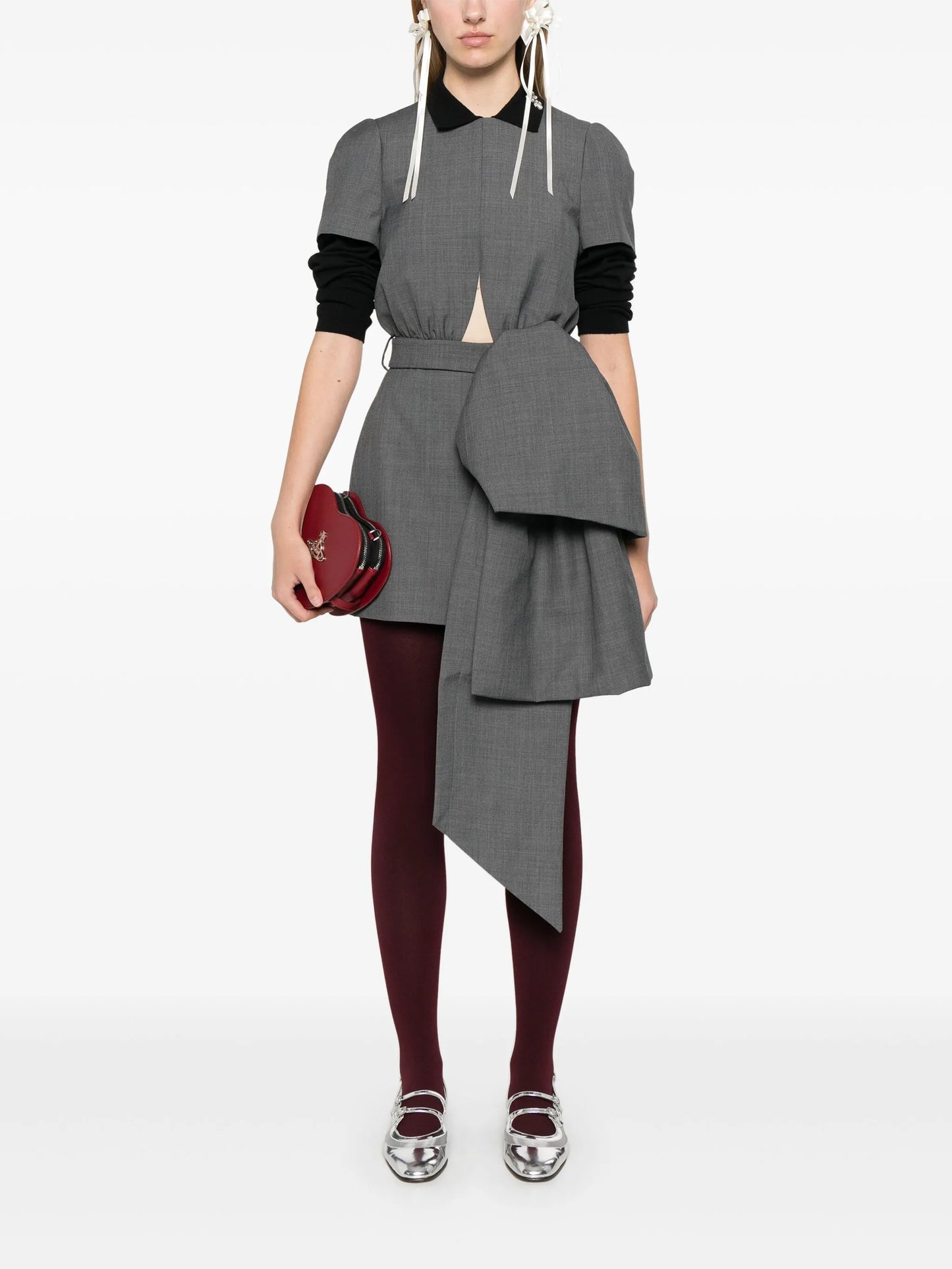 bow-detailed mini dress