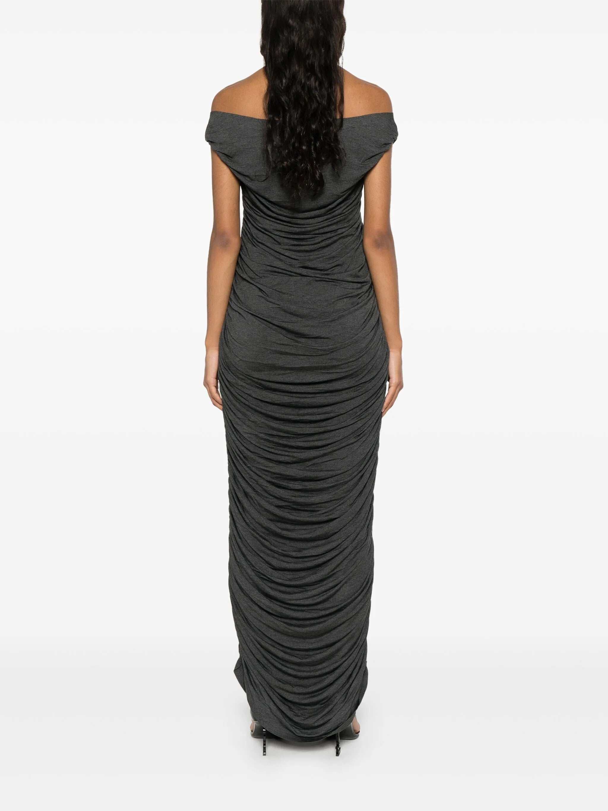 draped ruched maxi dress