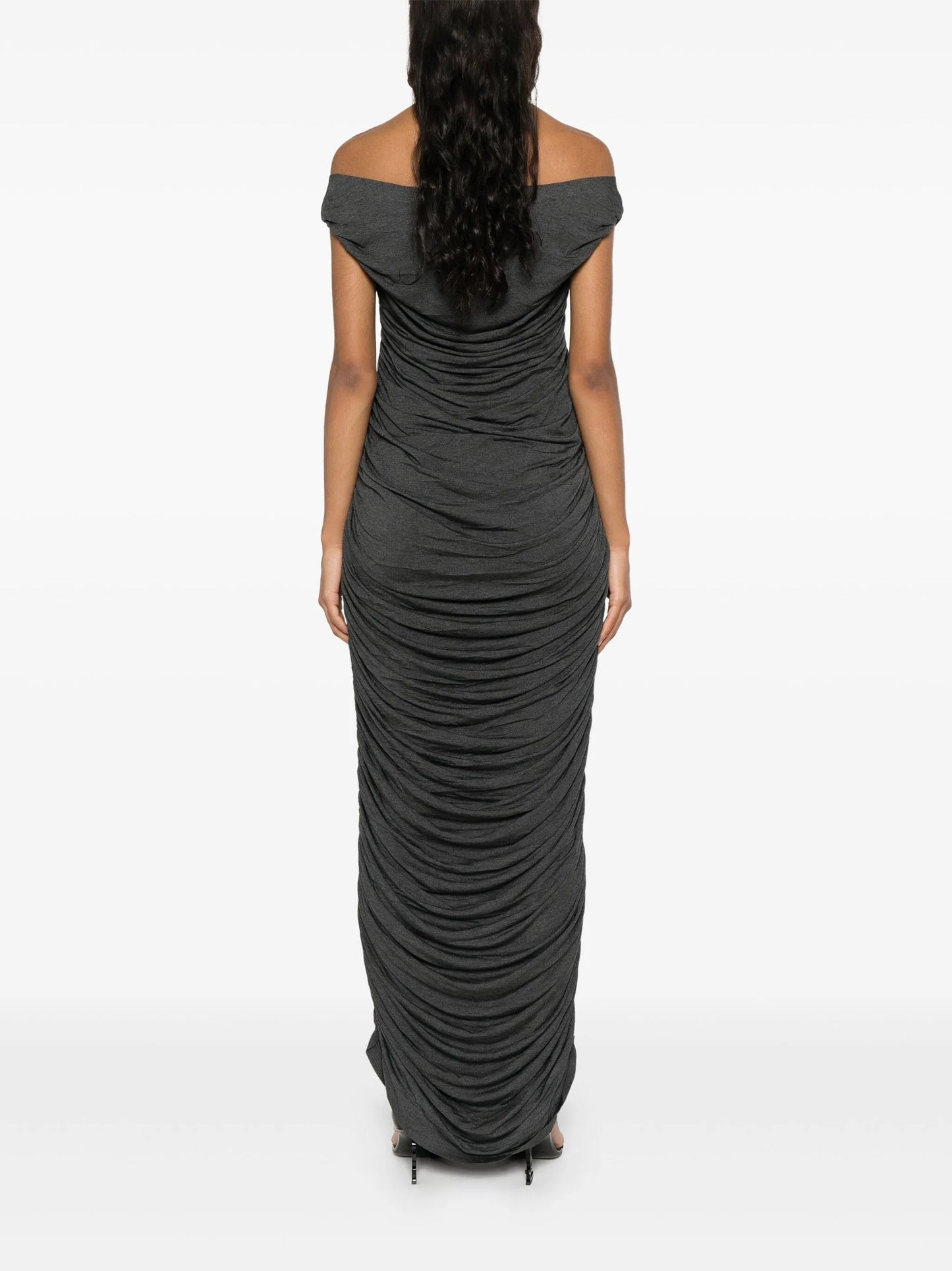 draped ruched maxi dress