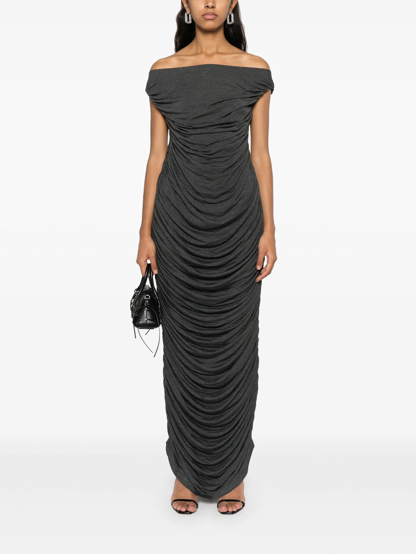 draped ruched maxi dress