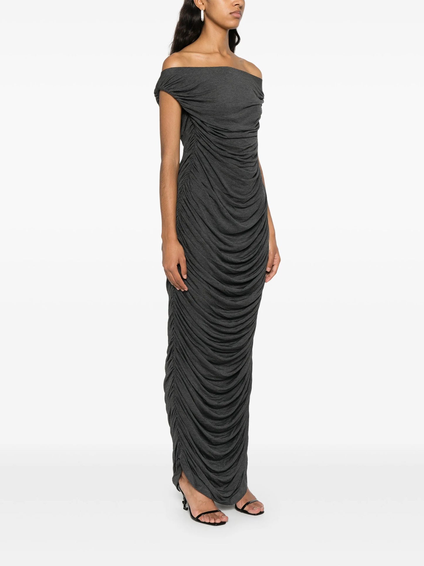 draped ruched maxi dress