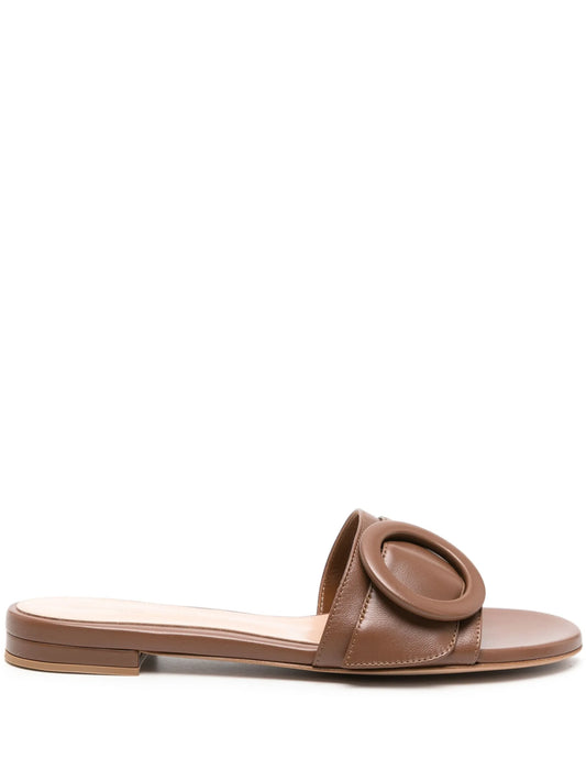 buckle-detail leather slides