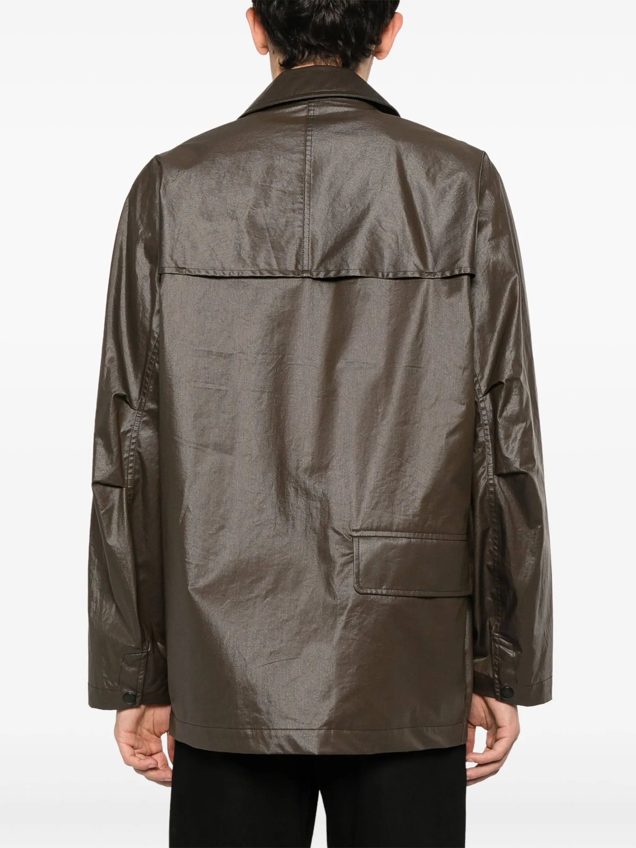 coated-finish rain jacket