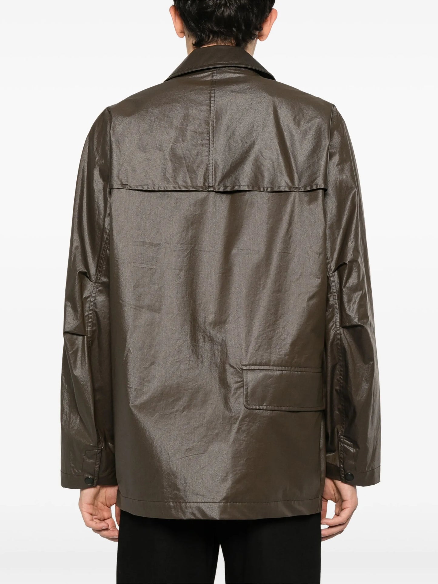 coated-finish rain jacket