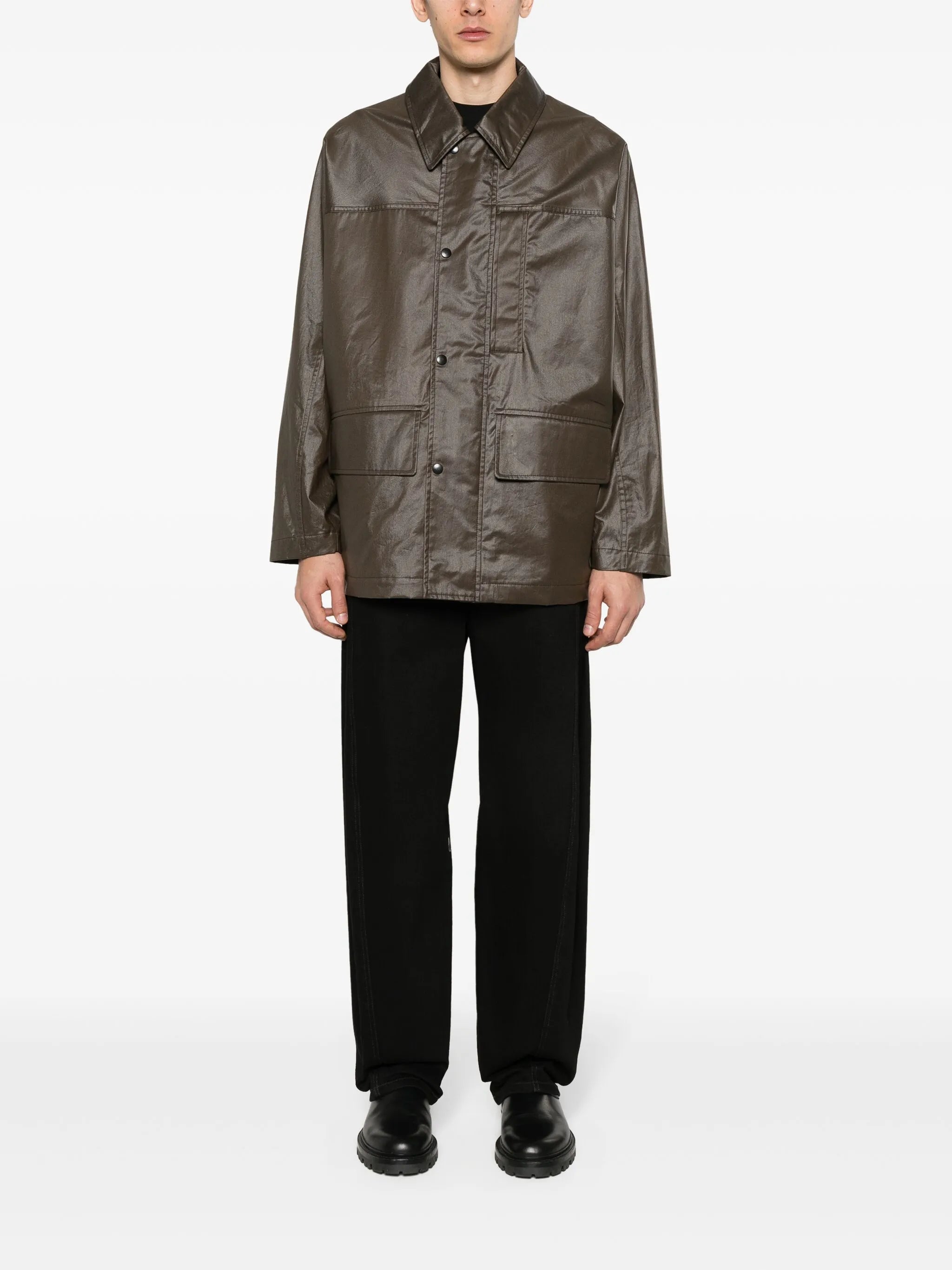 coated-finish rain jacket