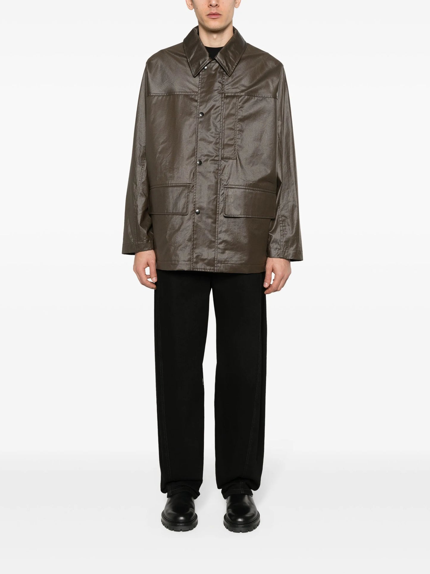 coated-finish rain jacket