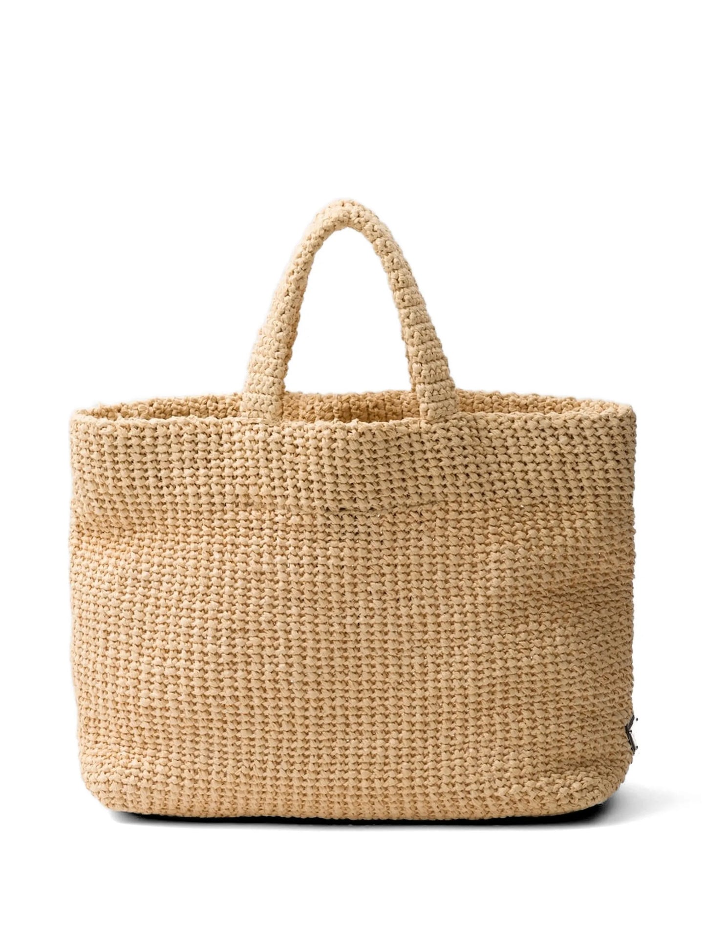 logo-embroidered crochet tote bag