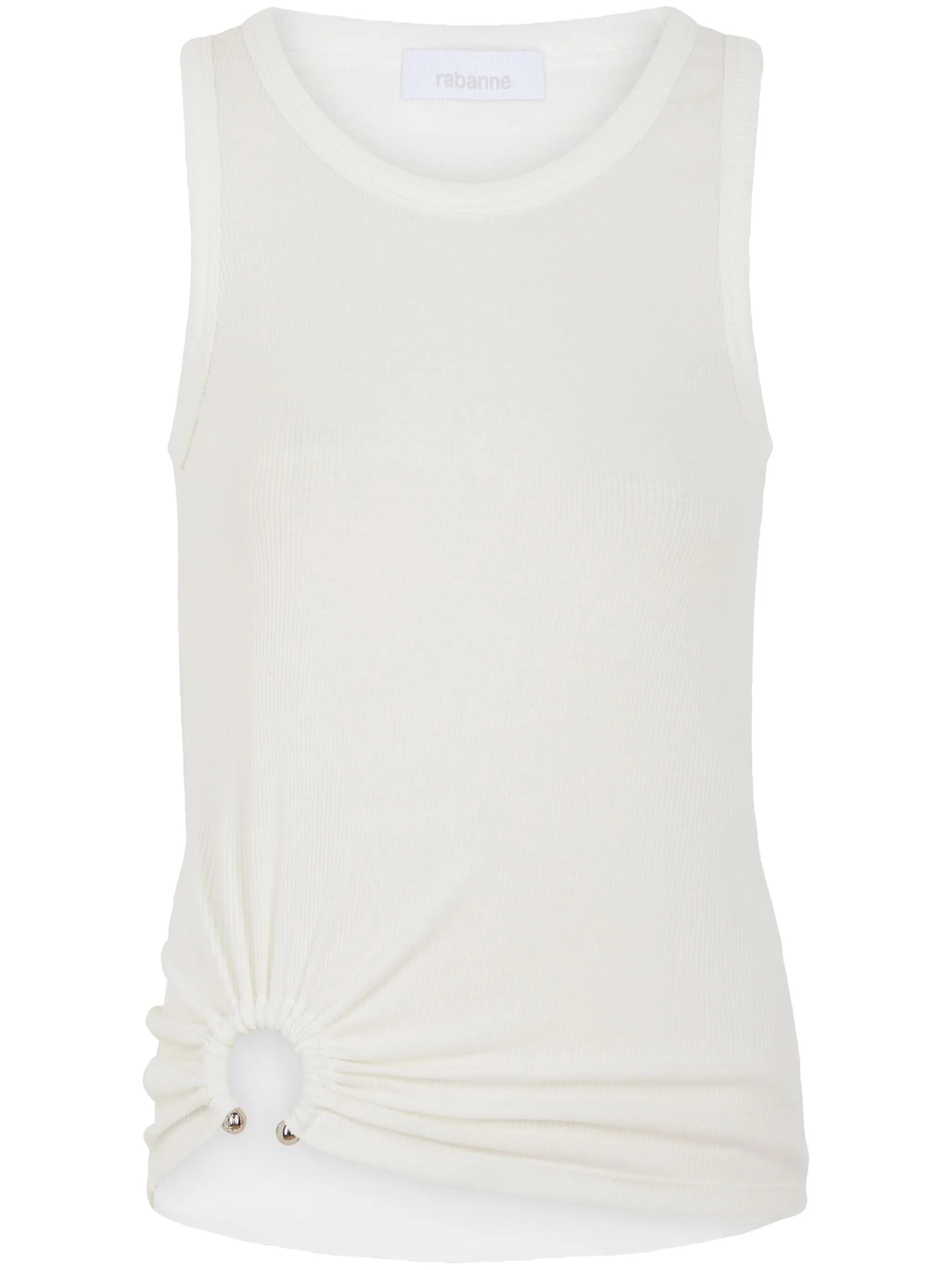 asymmetric gathered-detail tank top