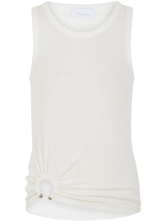 asymmetric gathered-detail tank top