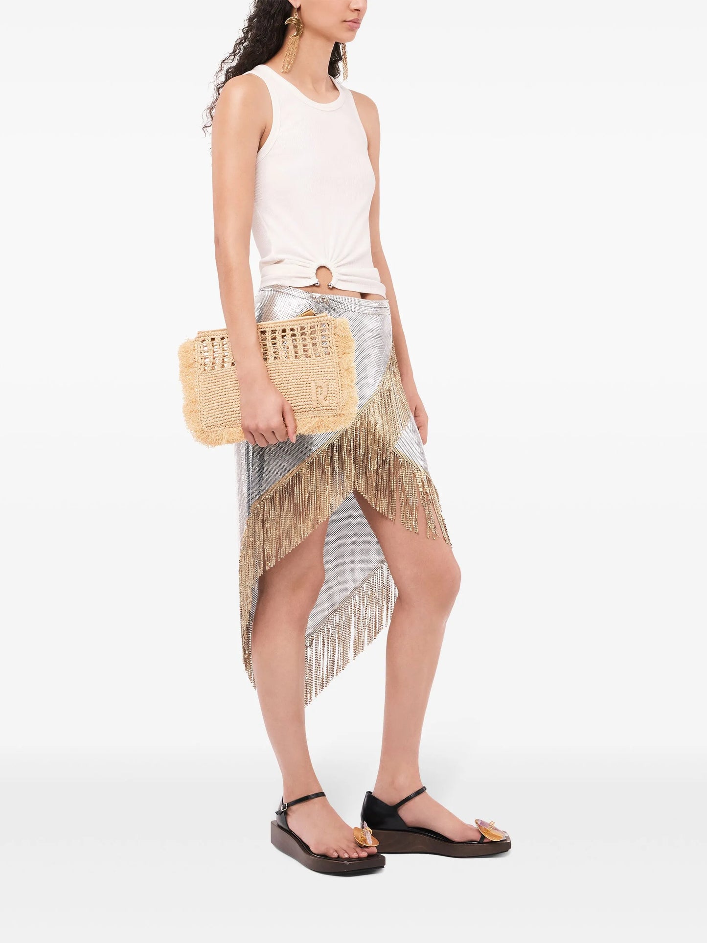 asymmetric gathered-detail tank top