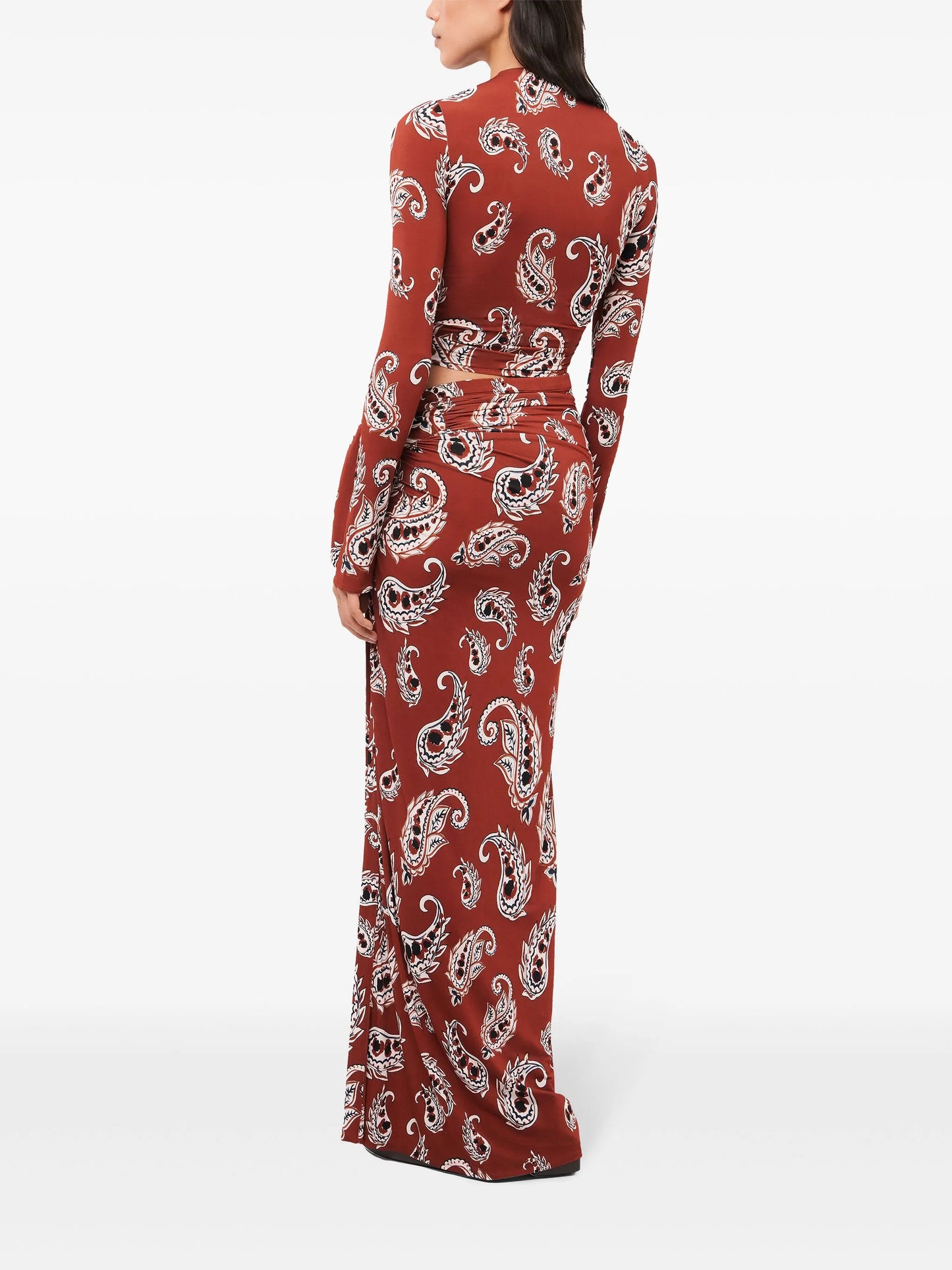 Paisley long split skirt