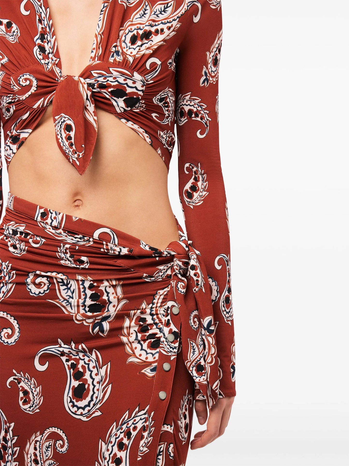 Paisley long split skirt
