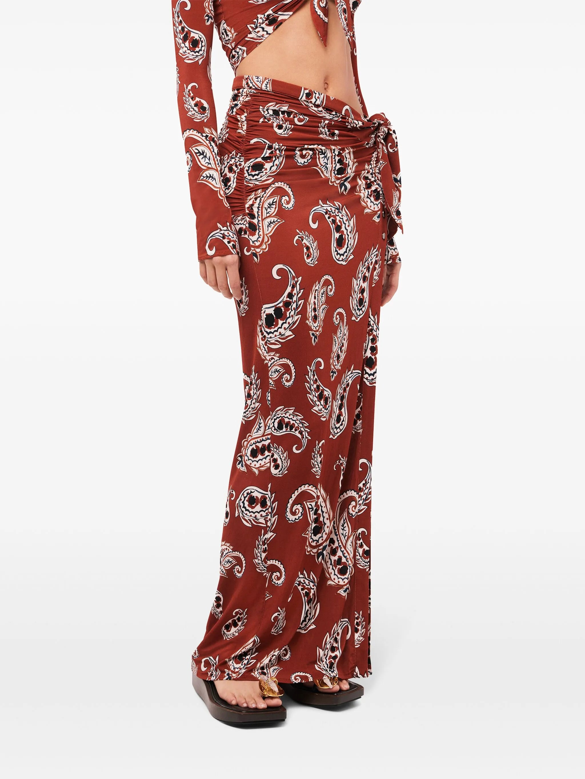 Paisley long split skirt