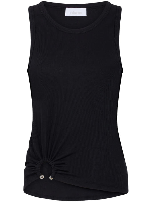 asymmetric gathered-detail tank top