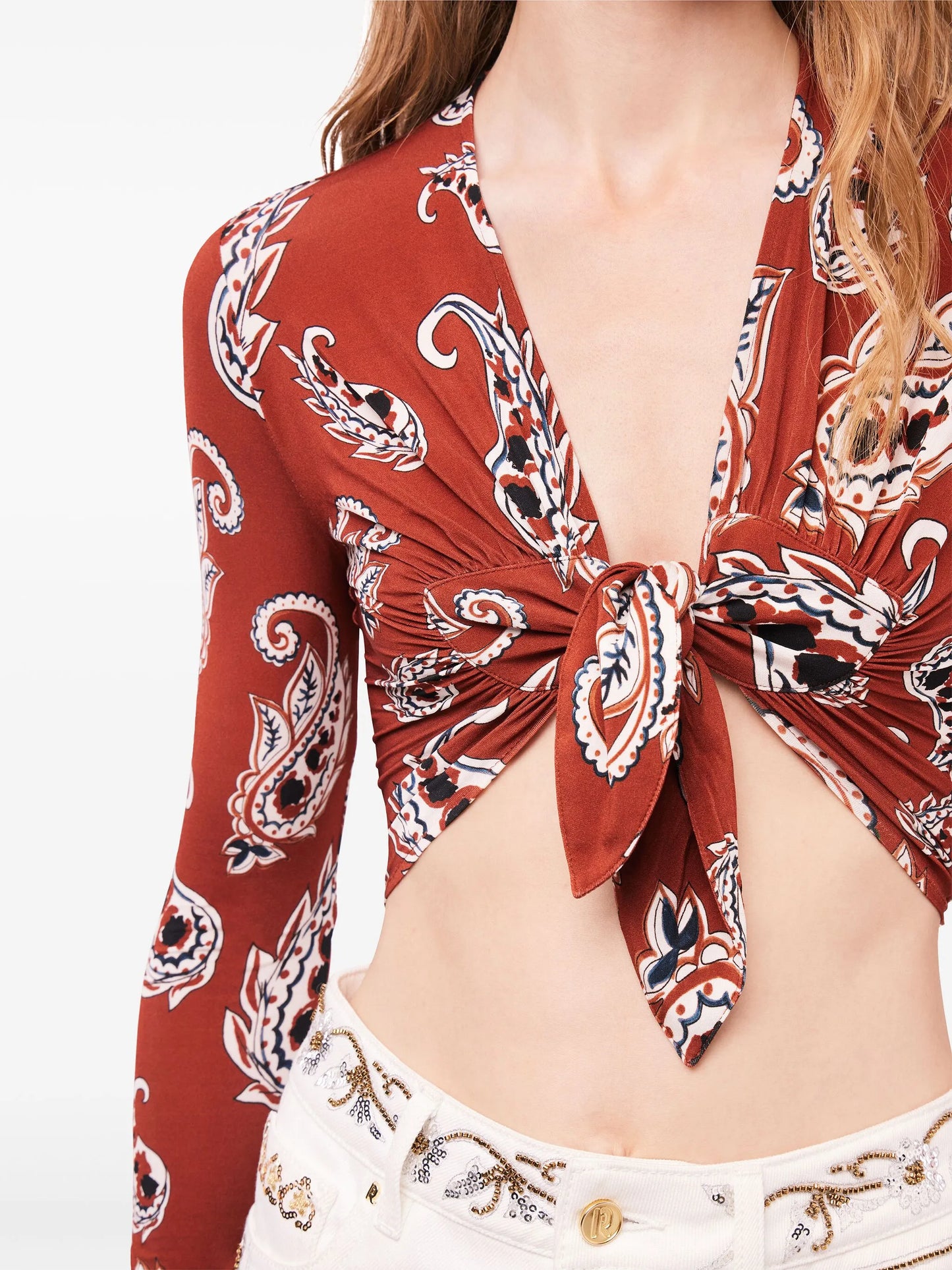 paisley-print cropped top