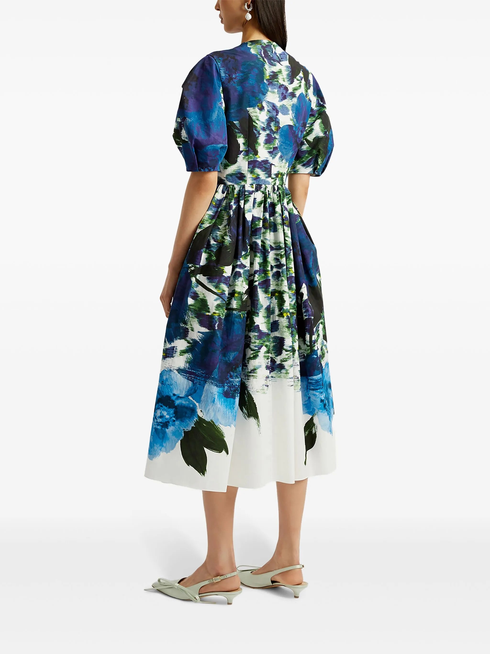 abstract-print tafetta midi dress