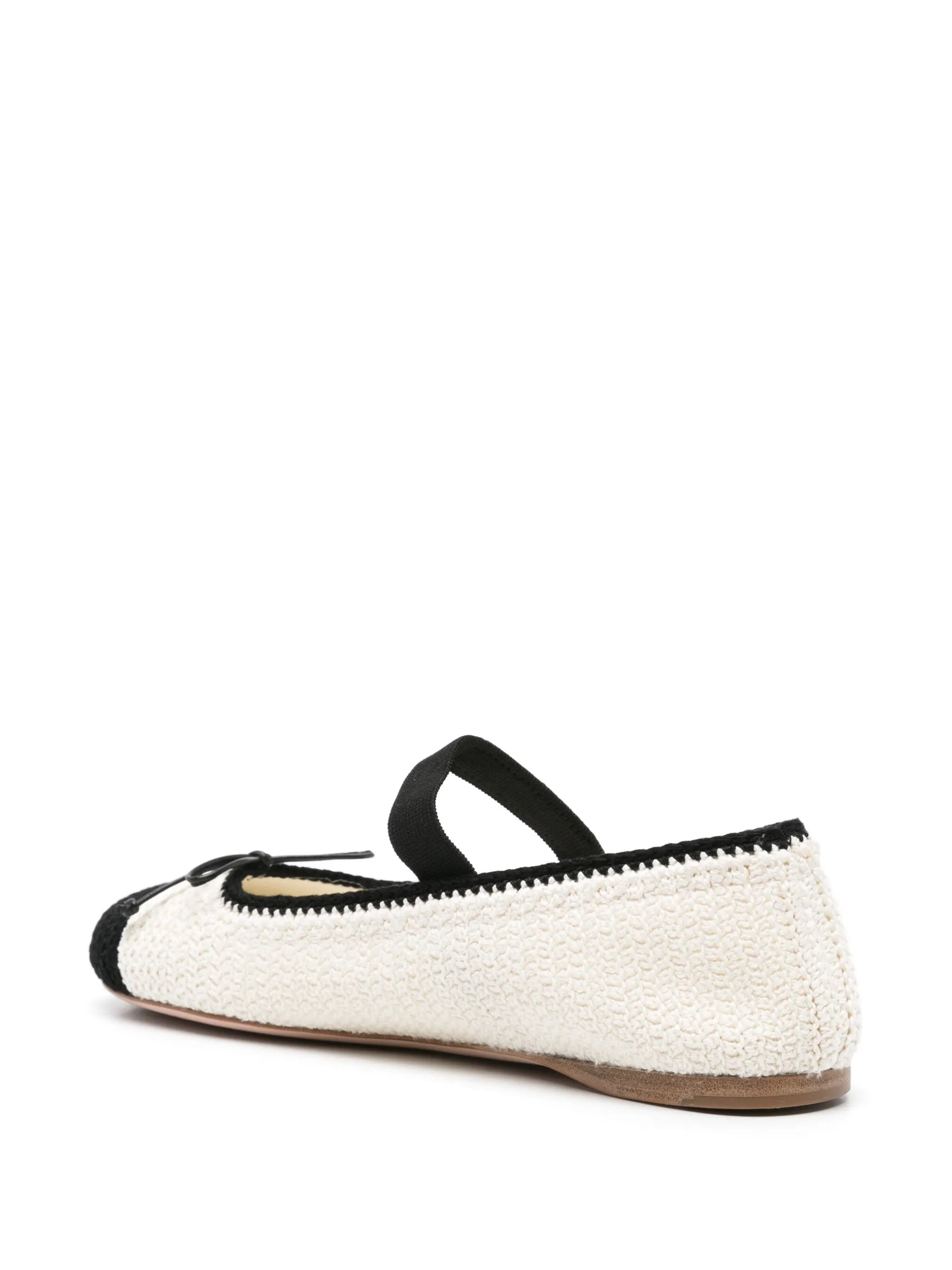 bow-detail knitted ballerina shoes