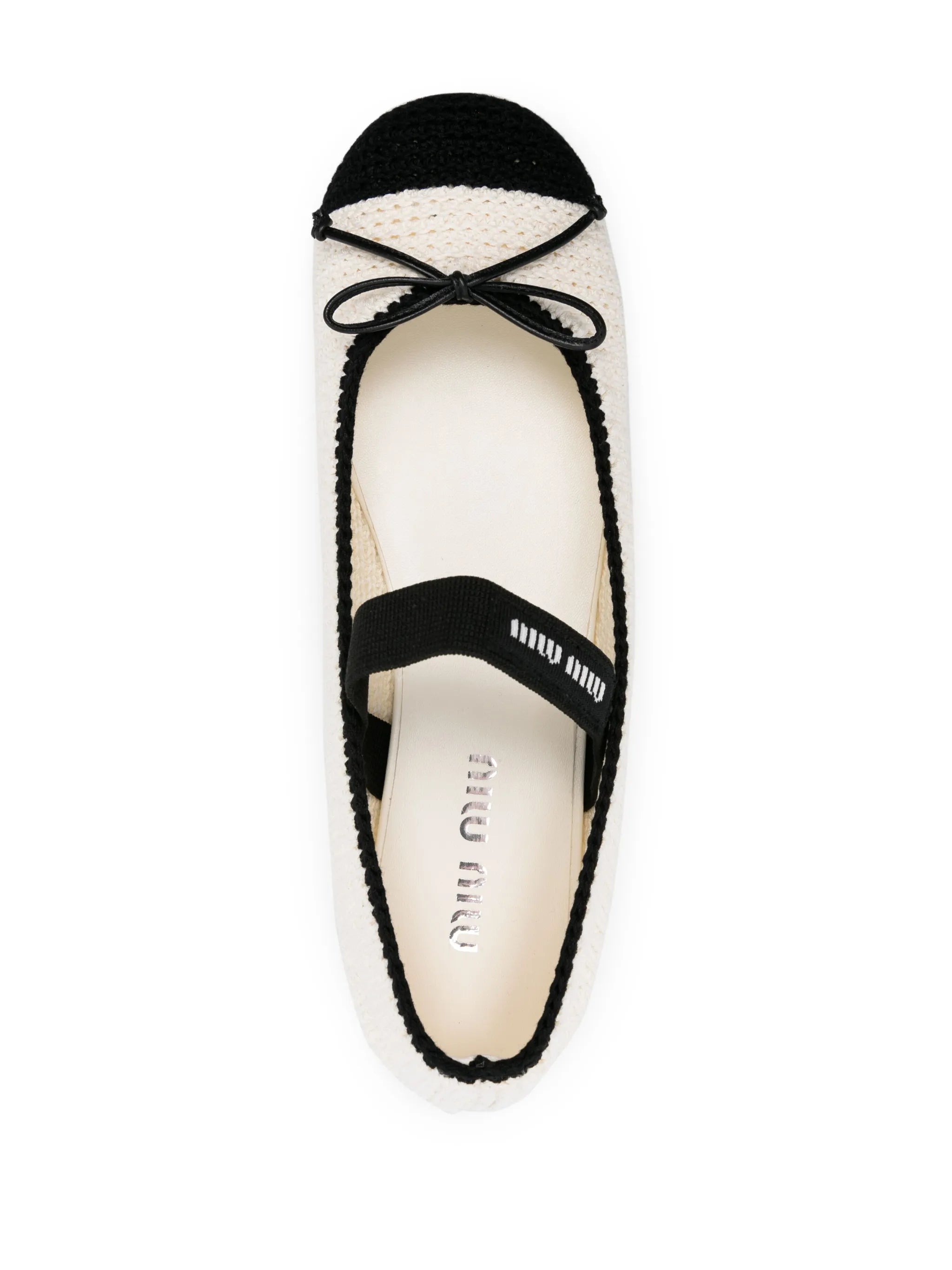 bow-detail knitted ballerina shoes