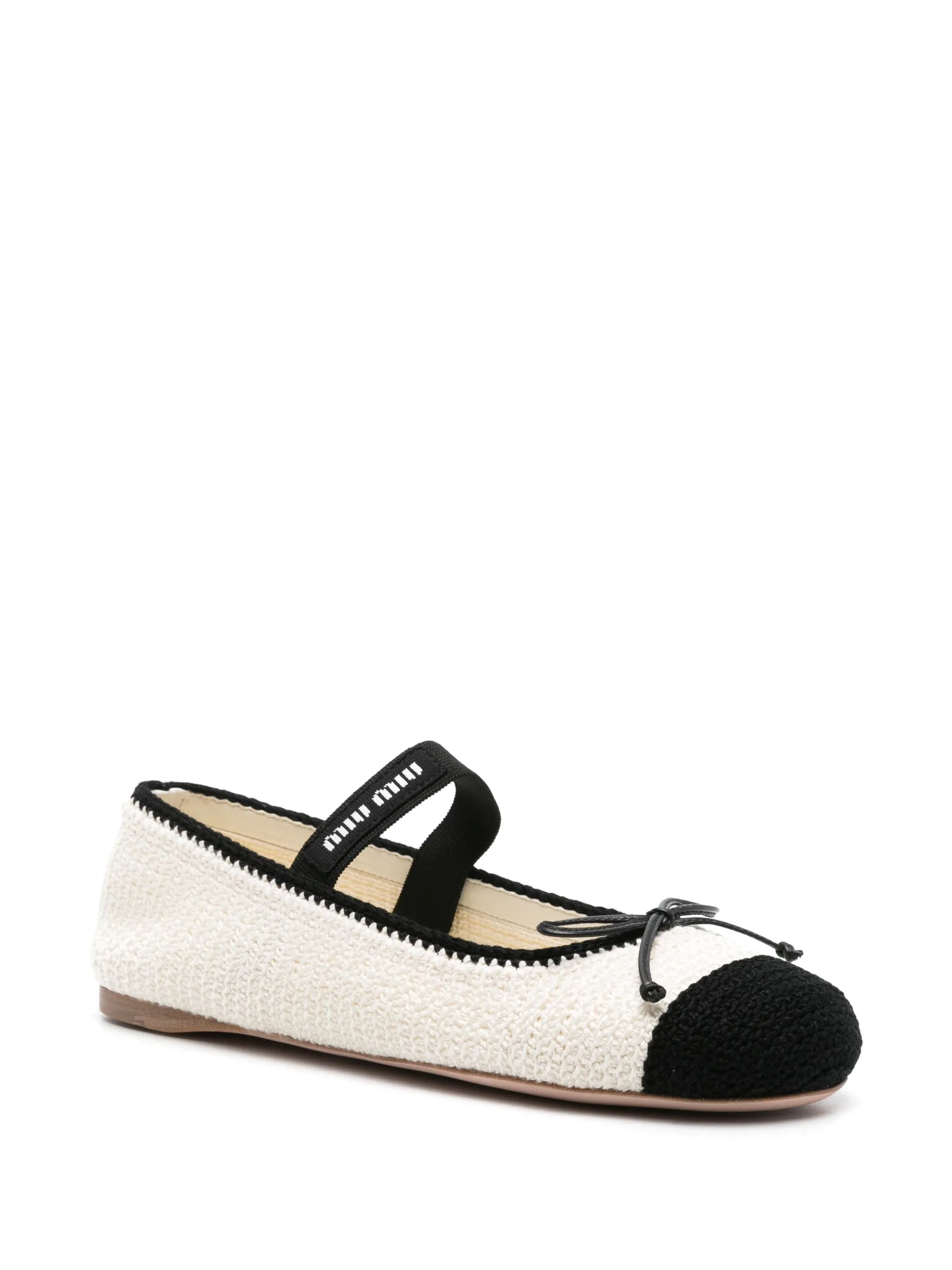 bow-detail knitted ballerina shoes