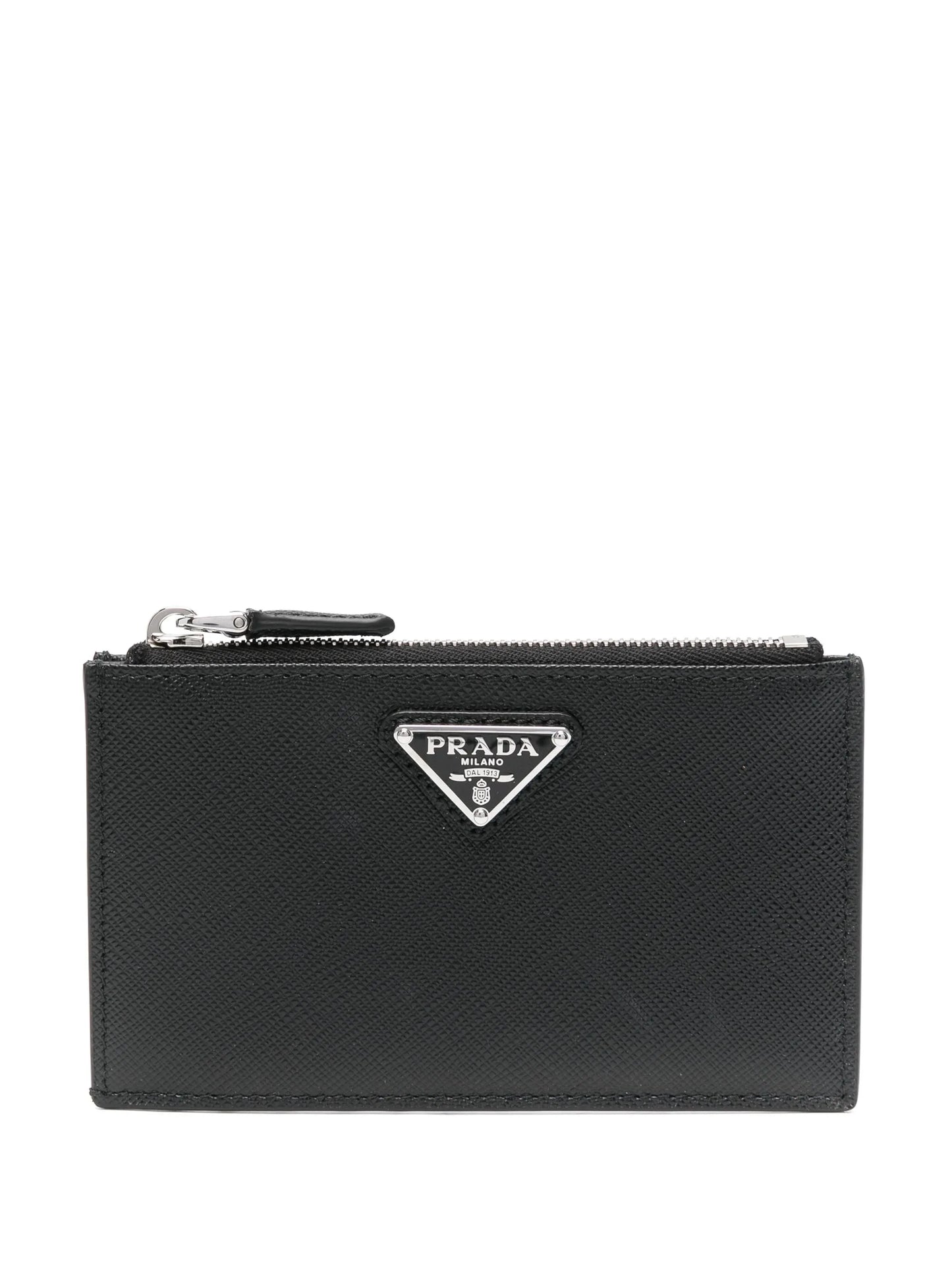 enamel triangle-logo leather wallet