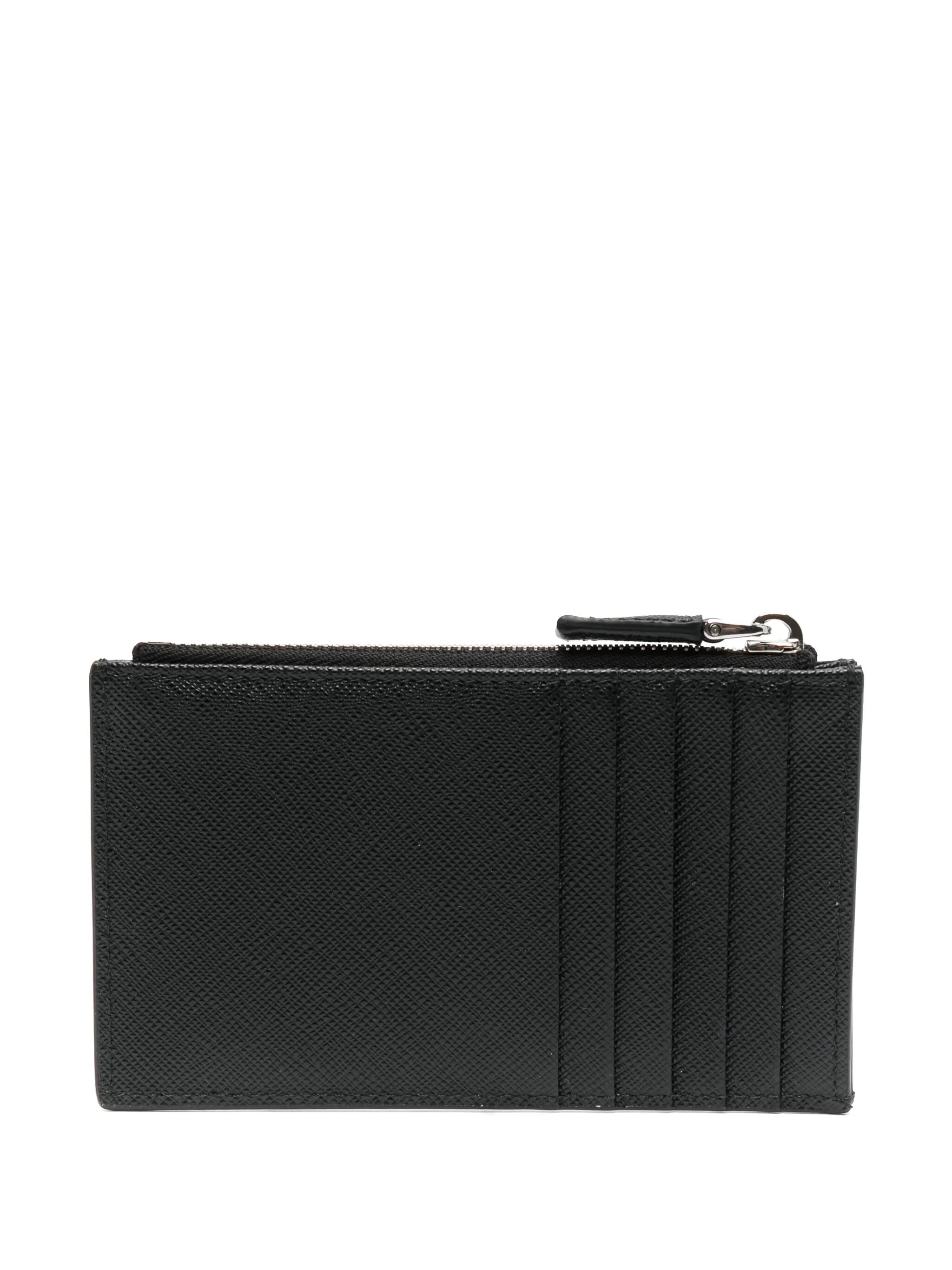 enamel triangle-logo leather wallet