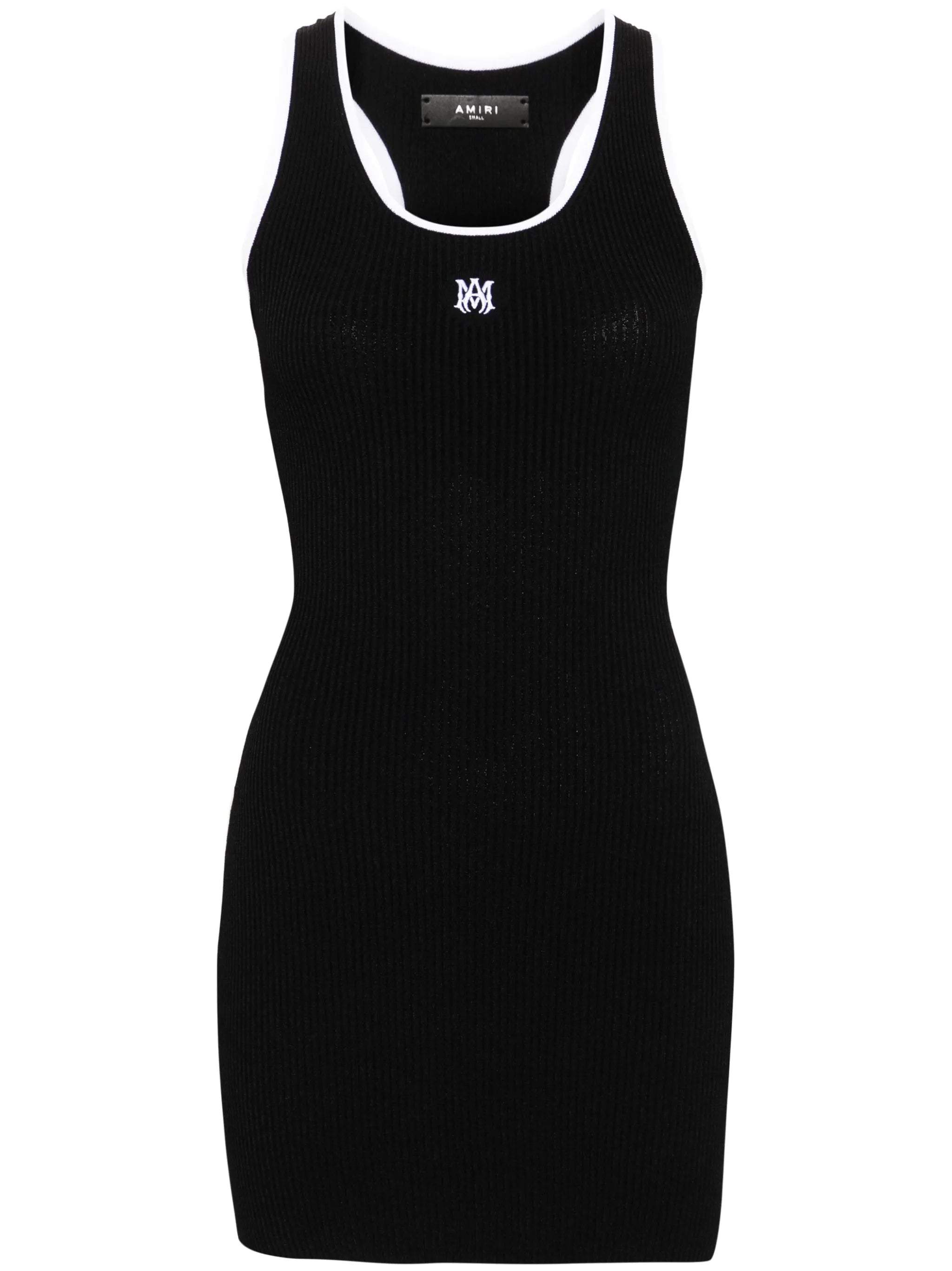 mini contrasting-trim ribbed-knit dress
