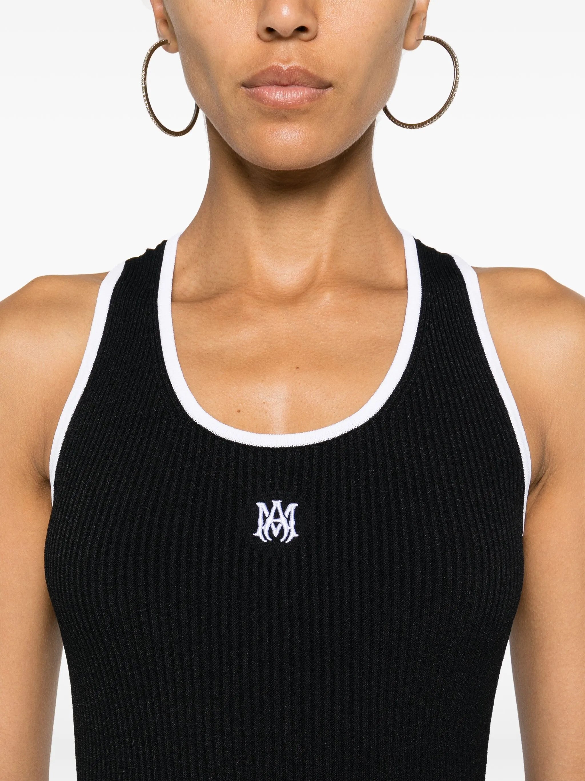 contrasting-trim ribbed-knit minidress