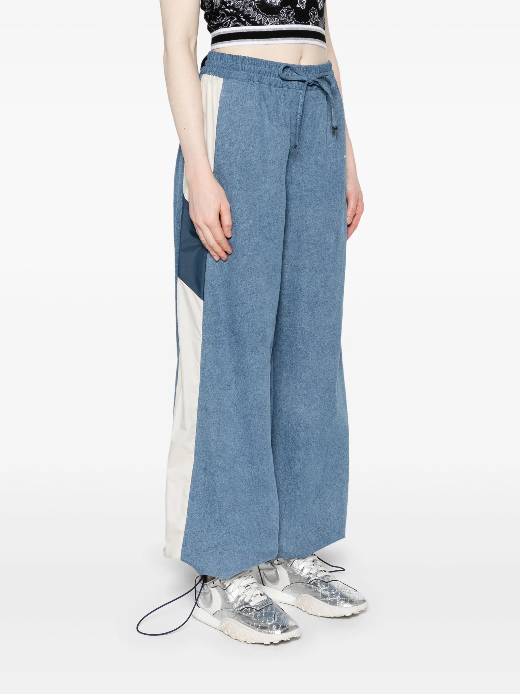 drawstring chambray track pants