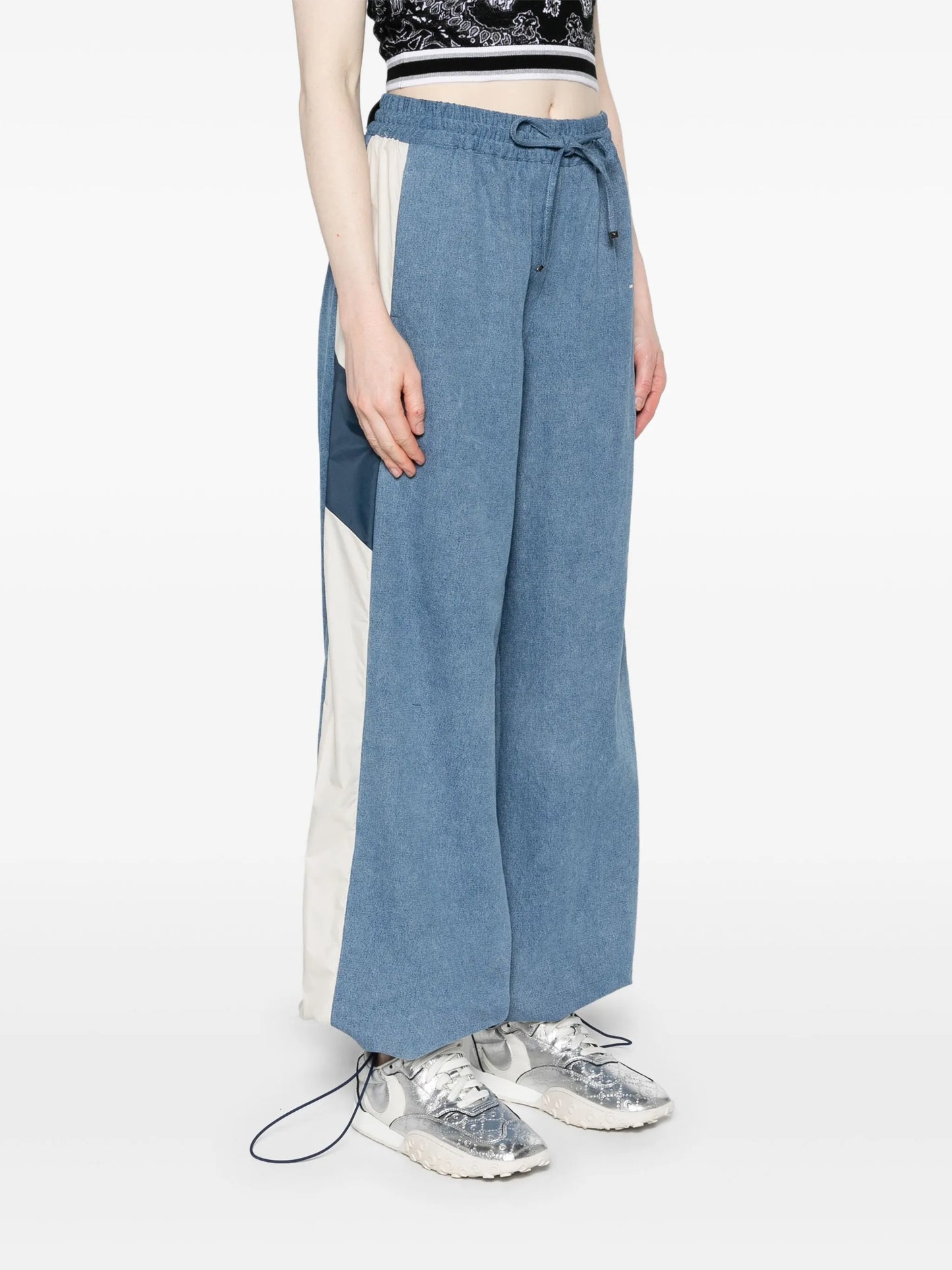 drawstring chambray track pants