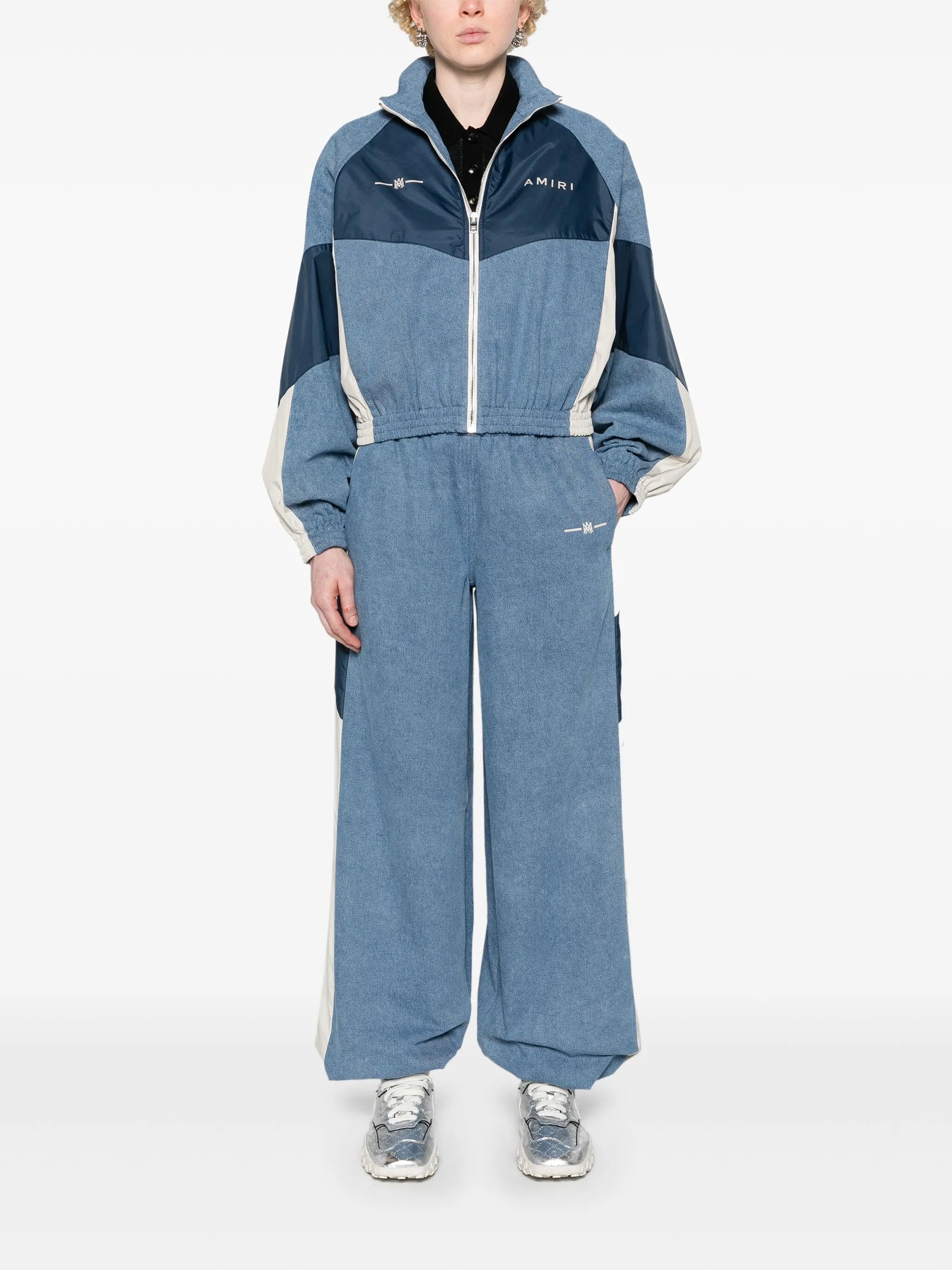 drawstring chambray track pants