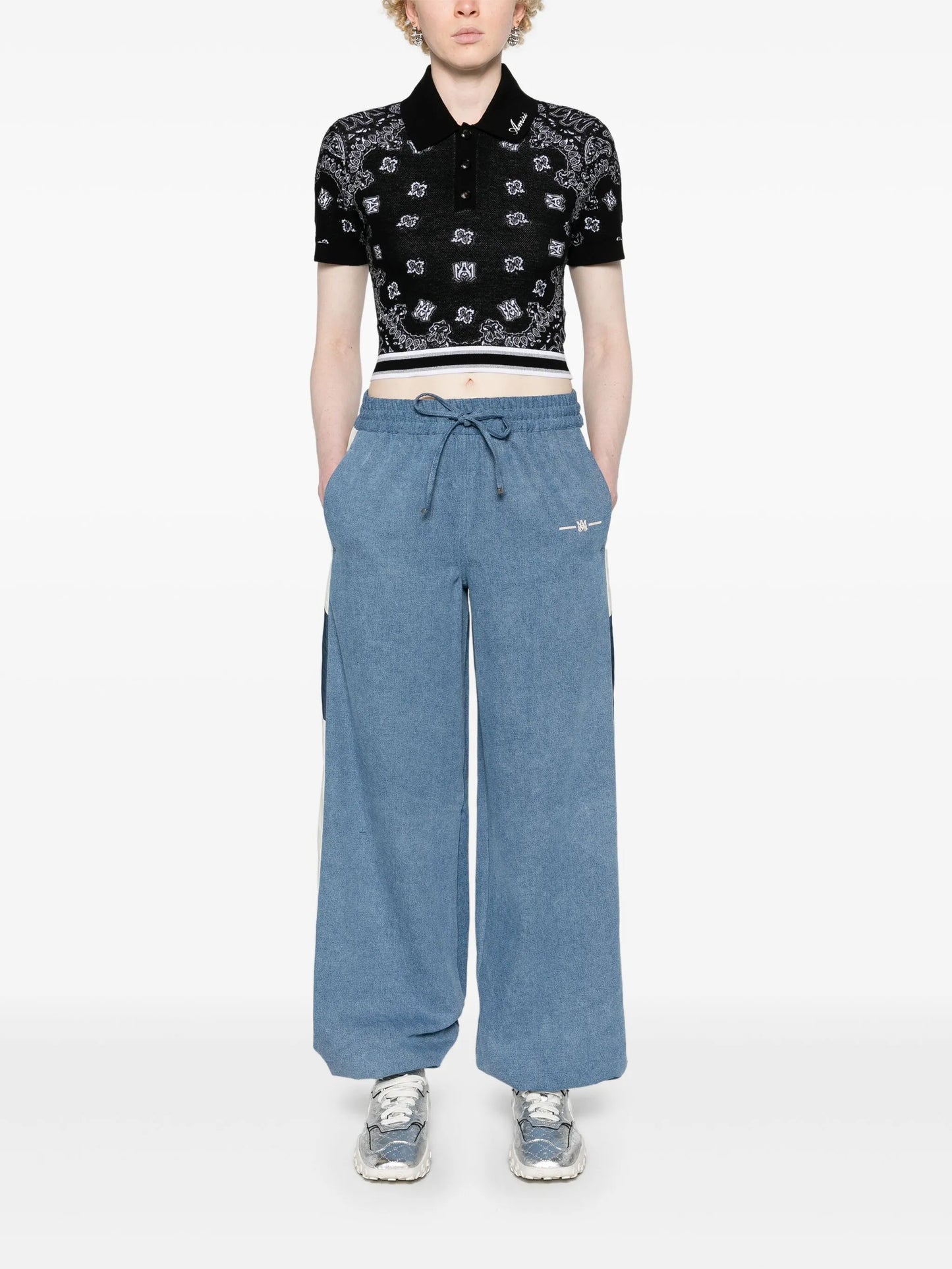bandana jacquard polo top