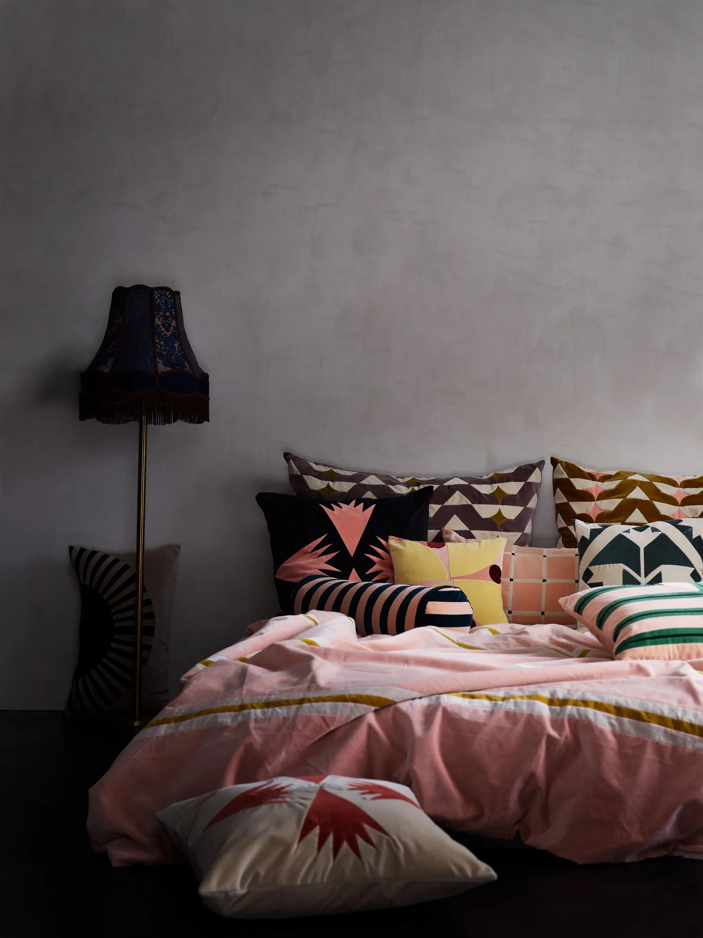 Bolster Stripe velvet cushion (20cm x 60cm)