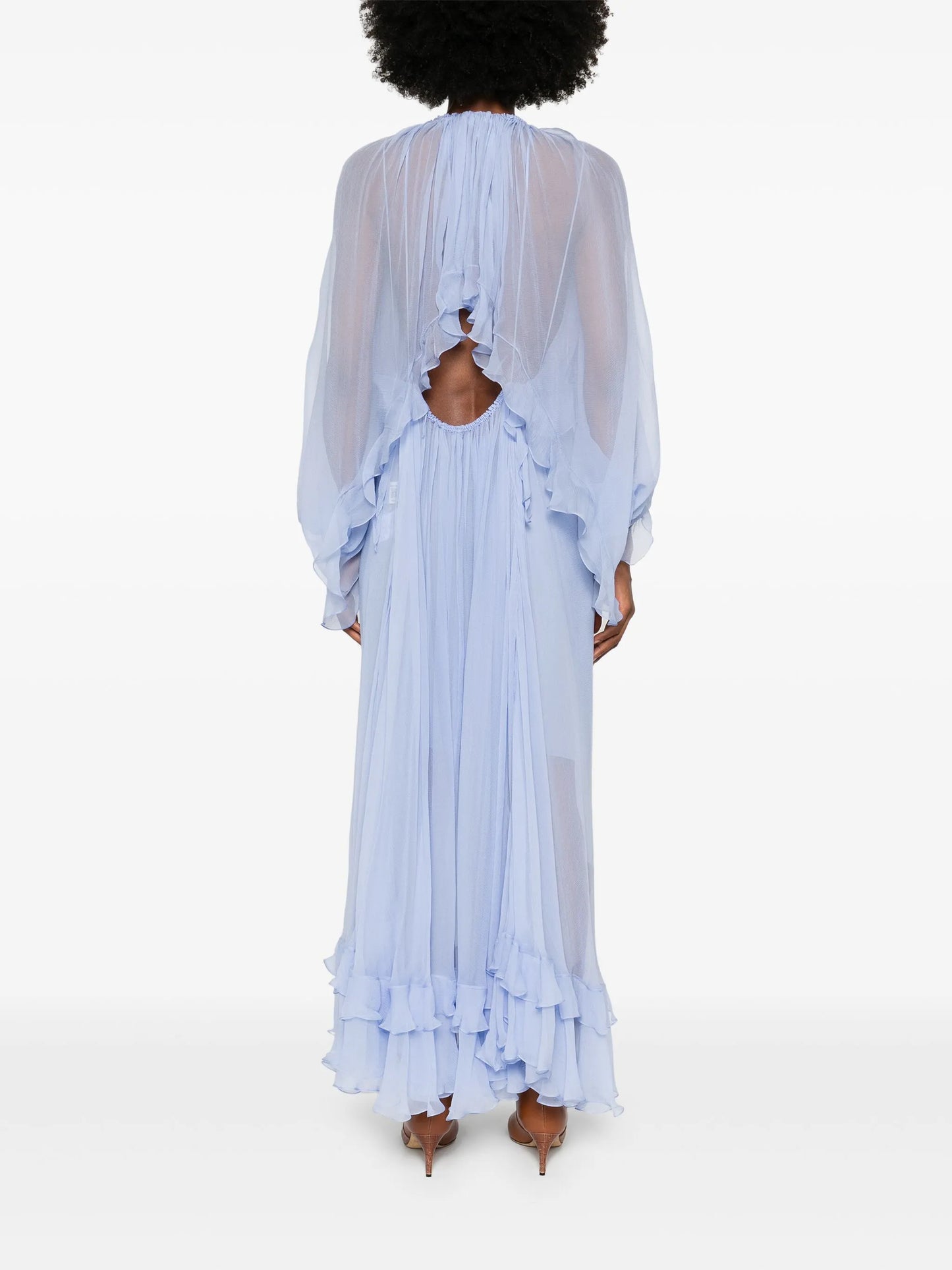 muslin cape maxi dress