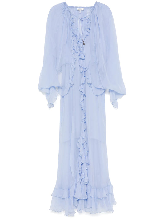 muslin cape maxi dress