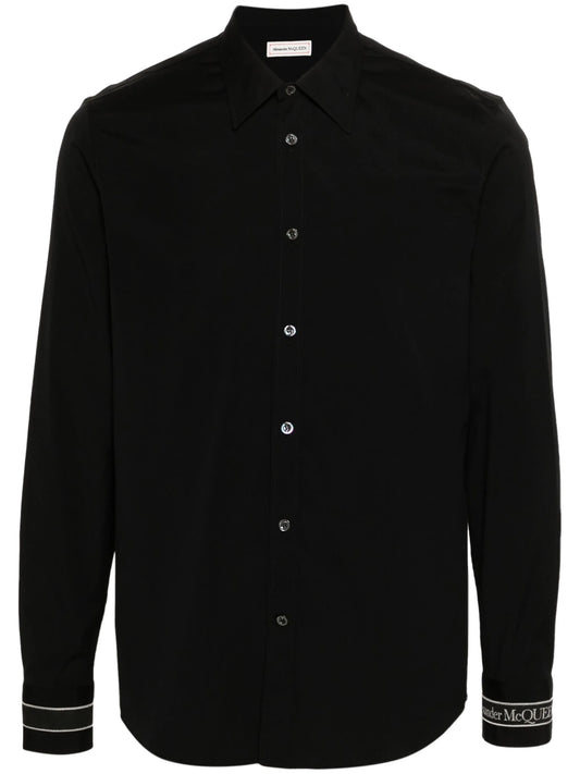 logo-strap cotton shirt