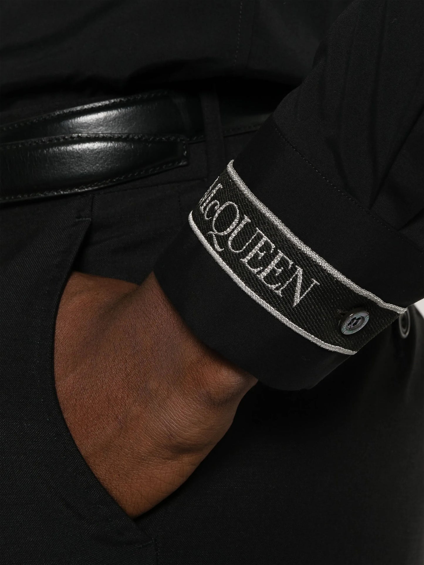 logo-strap cotton shirt