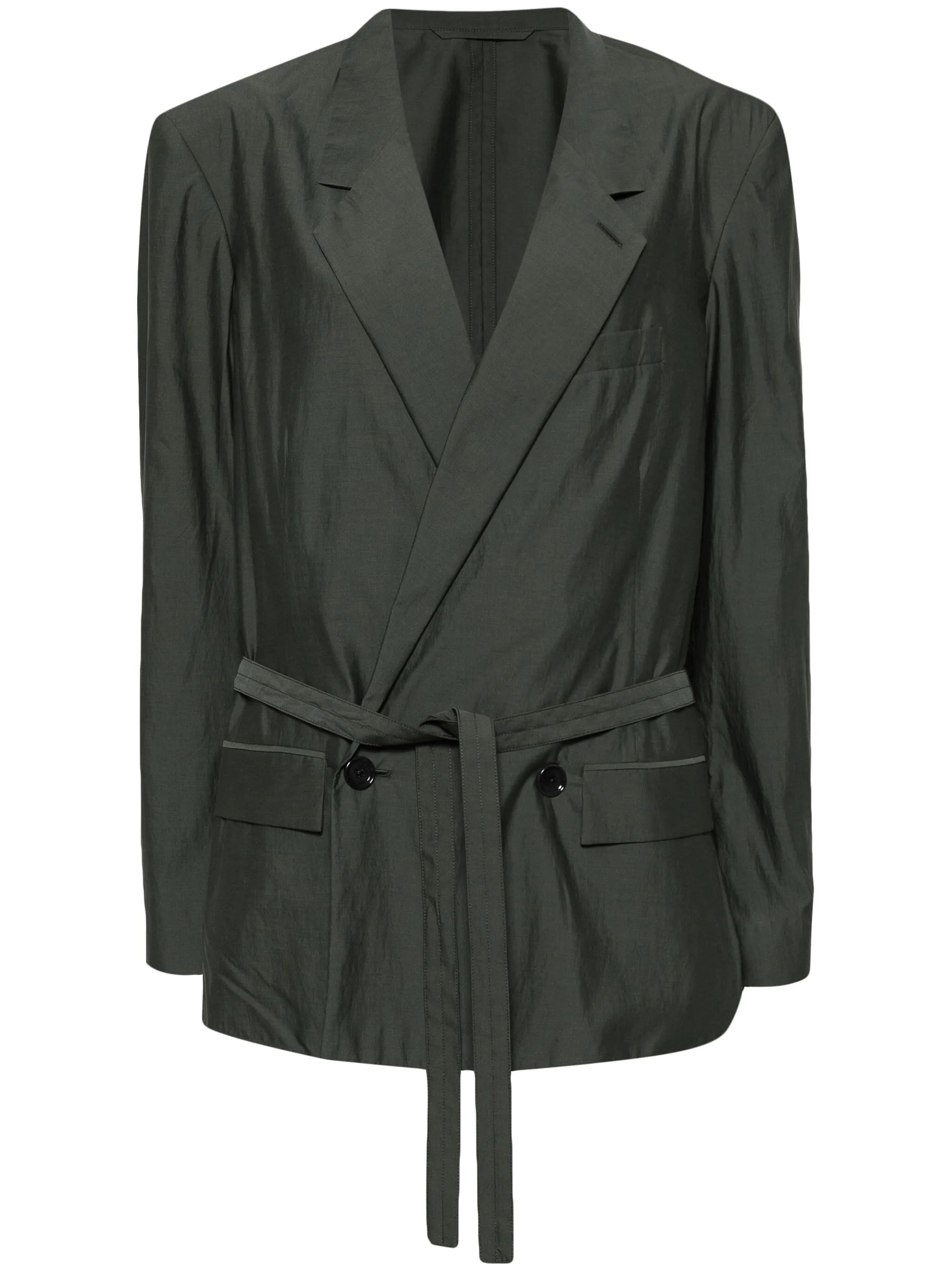 double-breasted belted blazer