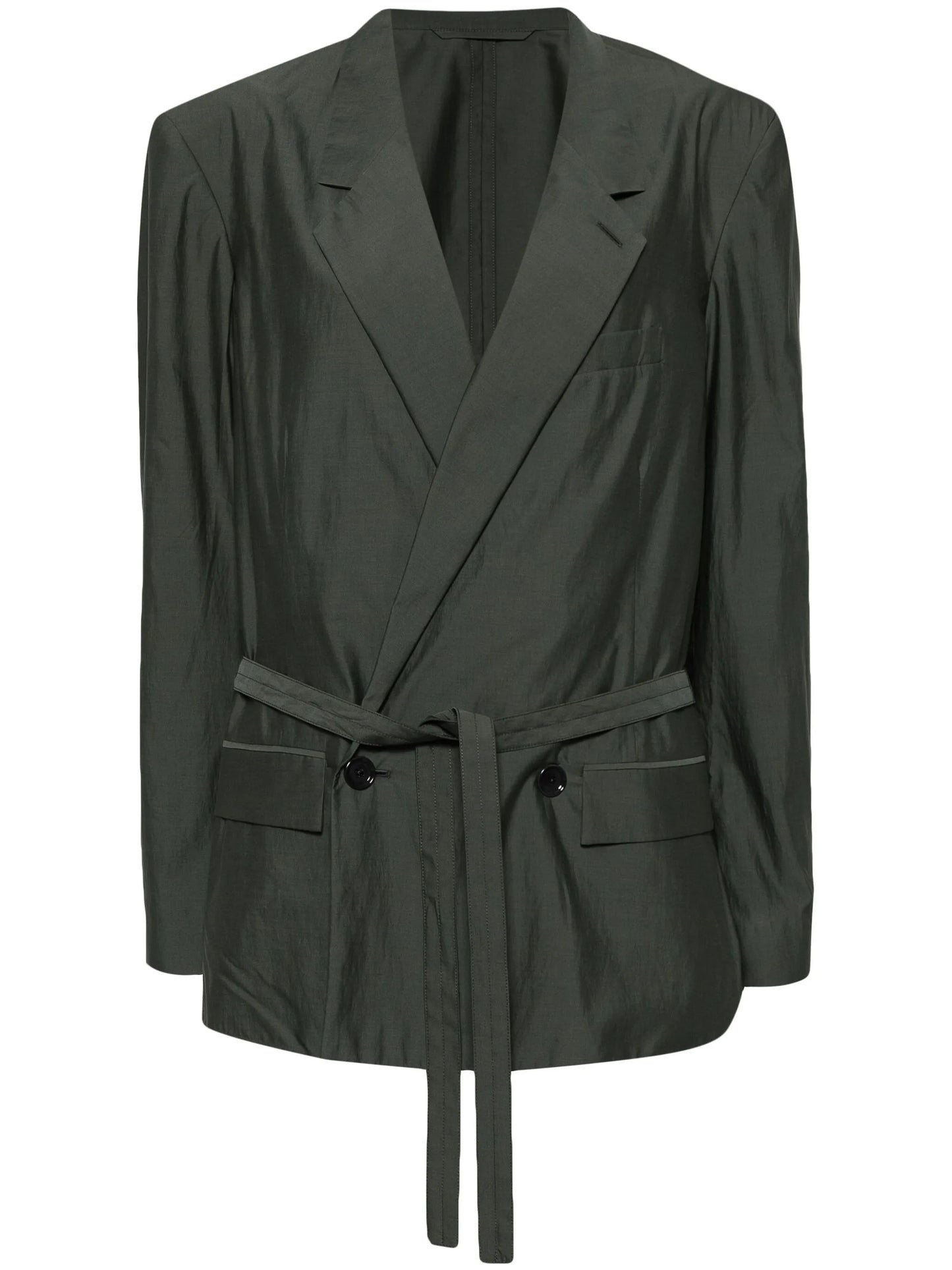 double-breasted belted blazer