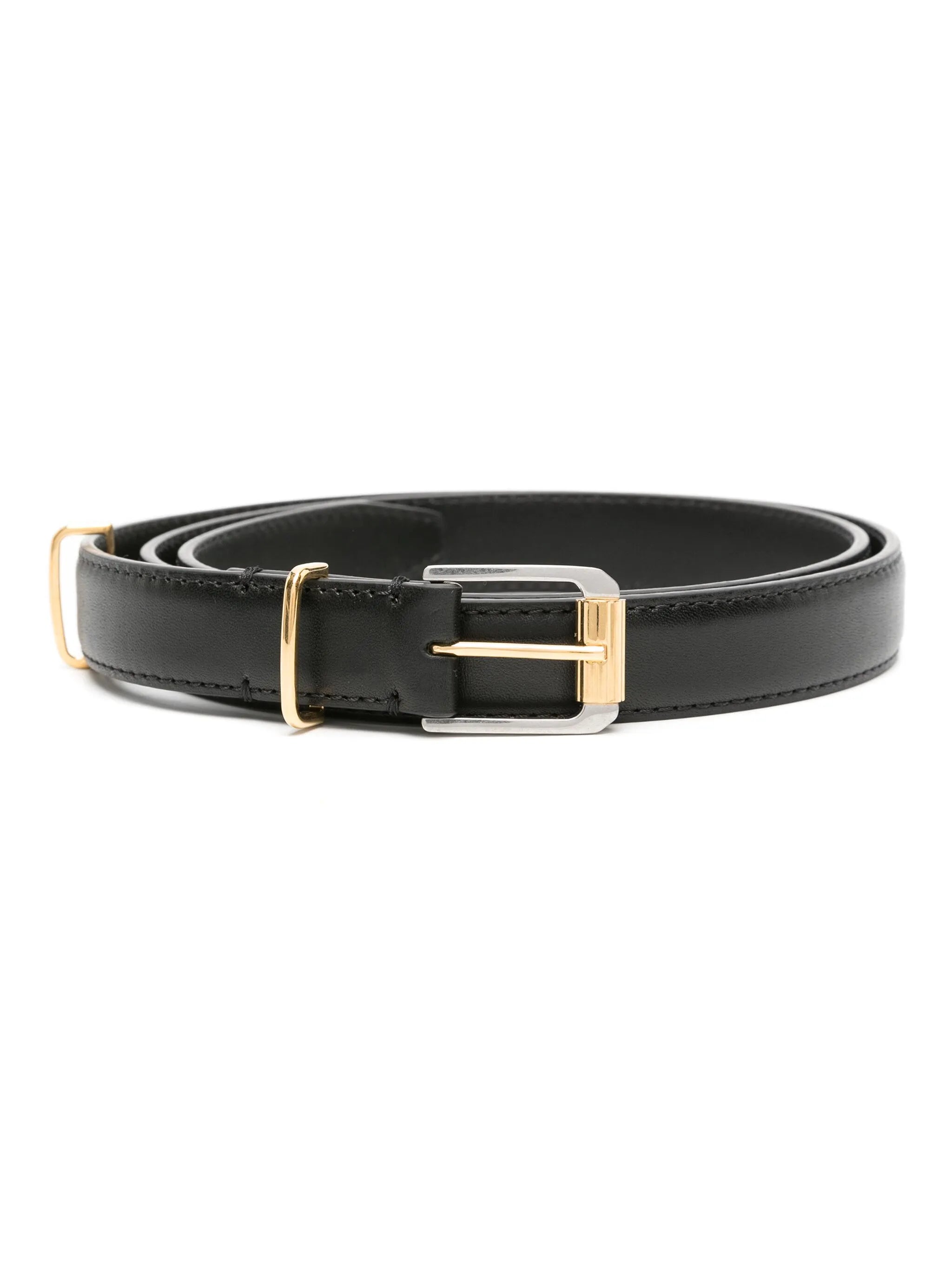 buckled leather belt