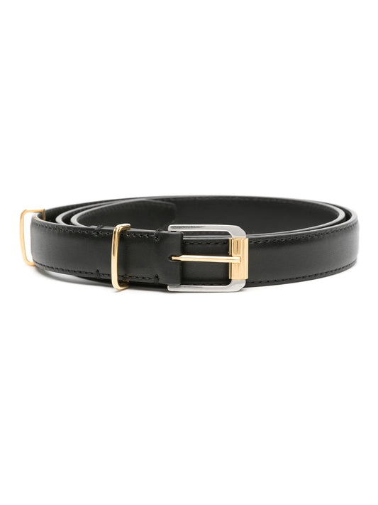 buckled leather belt