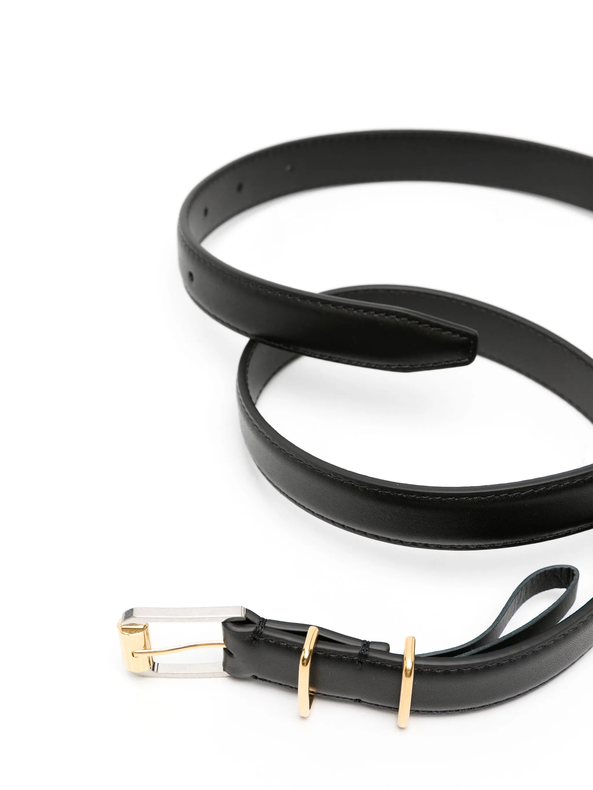 buckled leather belt