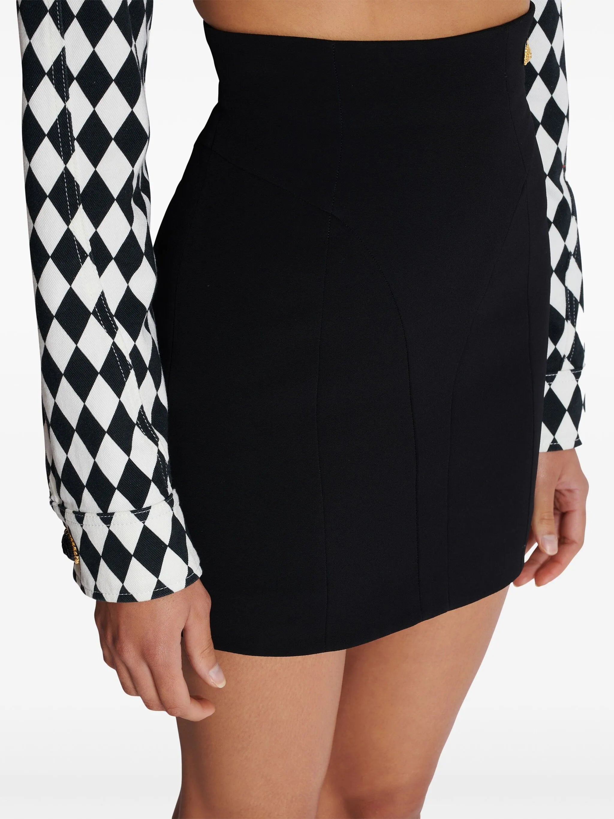 high-waisted crepe miniskirt