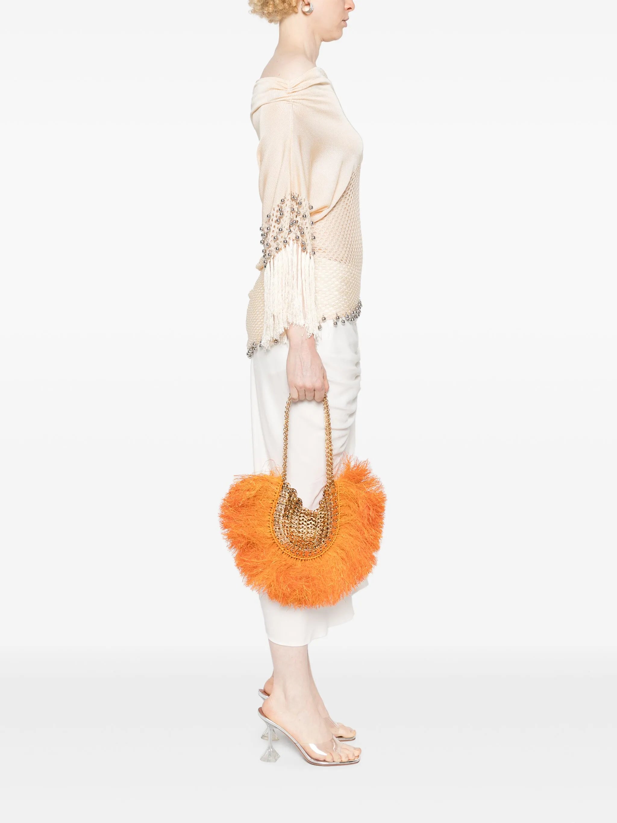 1969 Moon fringe-detail tote bag