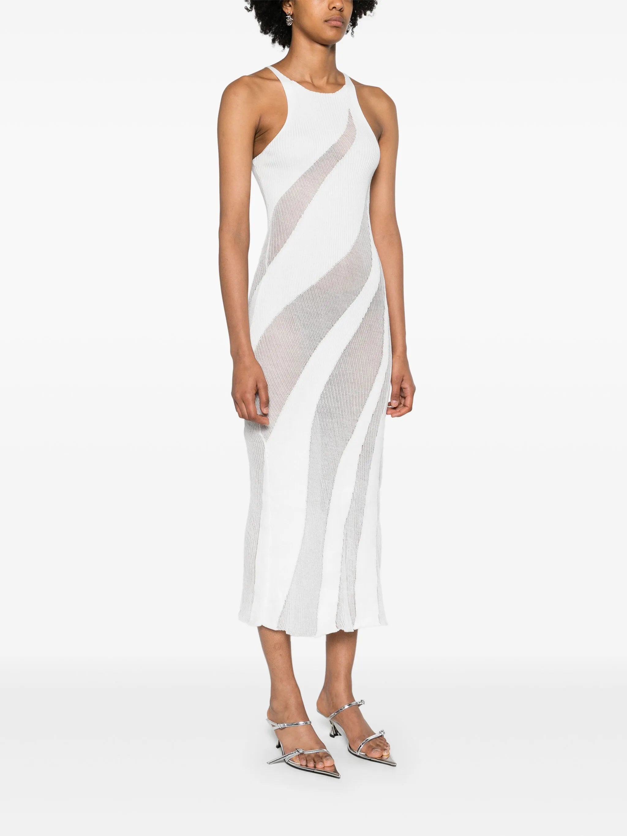 Walking sheer-panels maxi dress